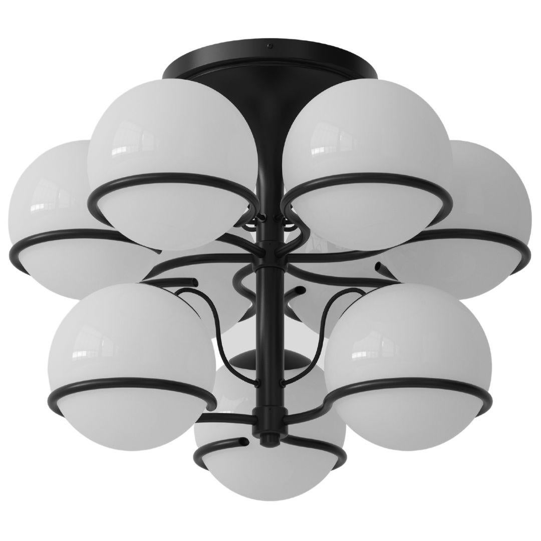 Gino Sarfatti Model 2042/9 Opaline Glass Ceiling Light in Black for Astep For Sale 1