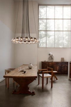 Gino Sarfatti Model 2109/16/14 Chandelier in Transparent Glass & Black for Astep