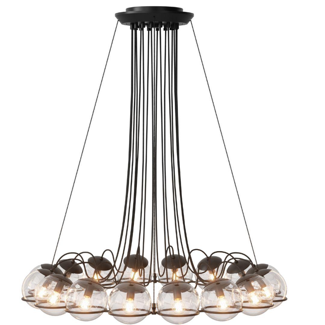 Gino Sarfatti Model 2109/16/14 Opaline Glass Chandelier in Black for Astep For Sale 4