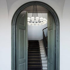 Gino Sarfatti Model 2109/16/14 Opaline Glass Chandelier in Black for Astep