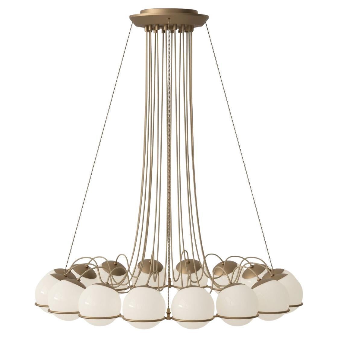 Gino Sarfatti Model 2109/16/20 Opaline Glass Chandelier in Champagne for Astep For Sale