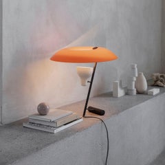 Lampada da tavolo Gino Sarfatti modello #548 in arancione e ottone brunito