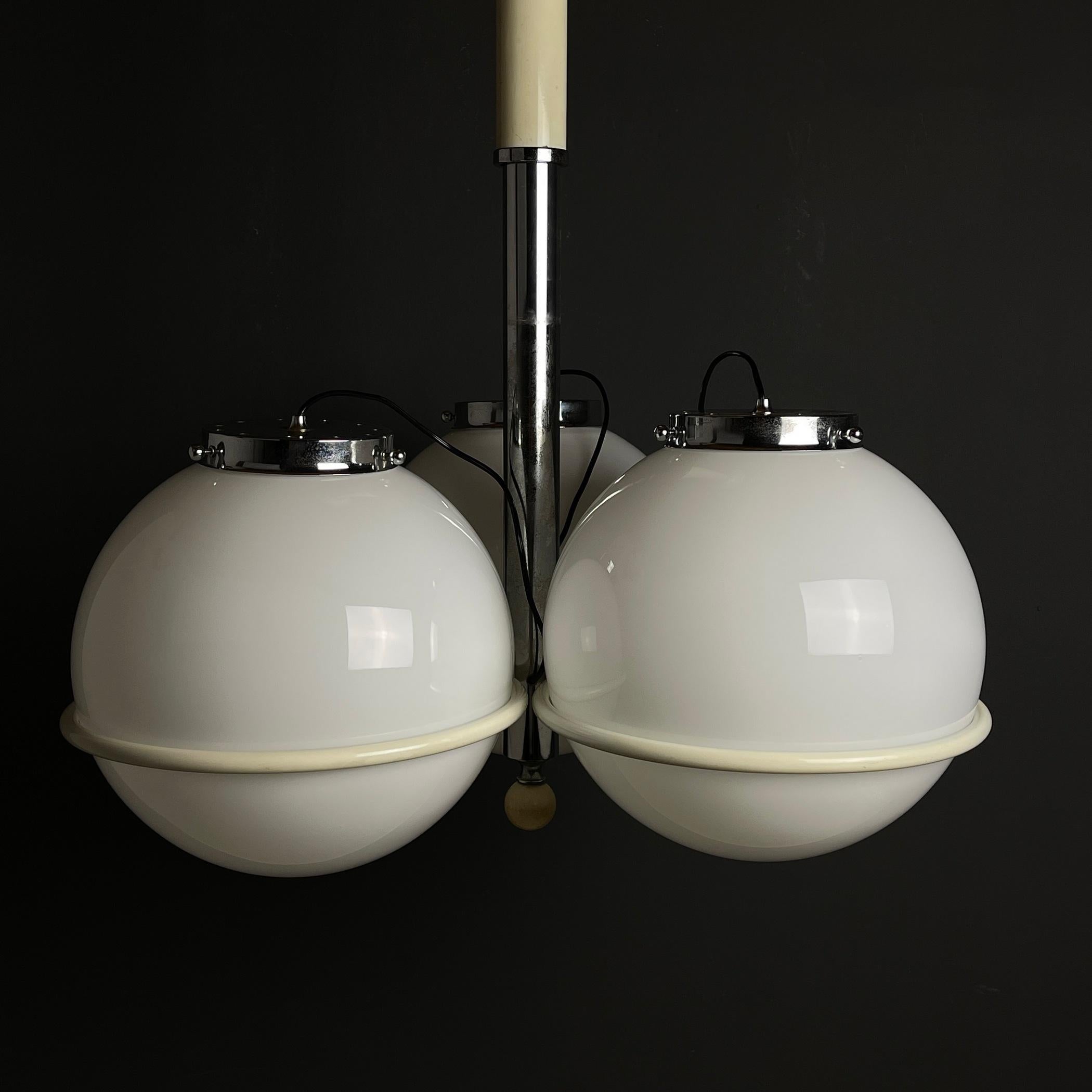 20ième siècle Lampe à suspension globe en verre de Murano de Gino Sarfatti, Italie, années 1960  en vente