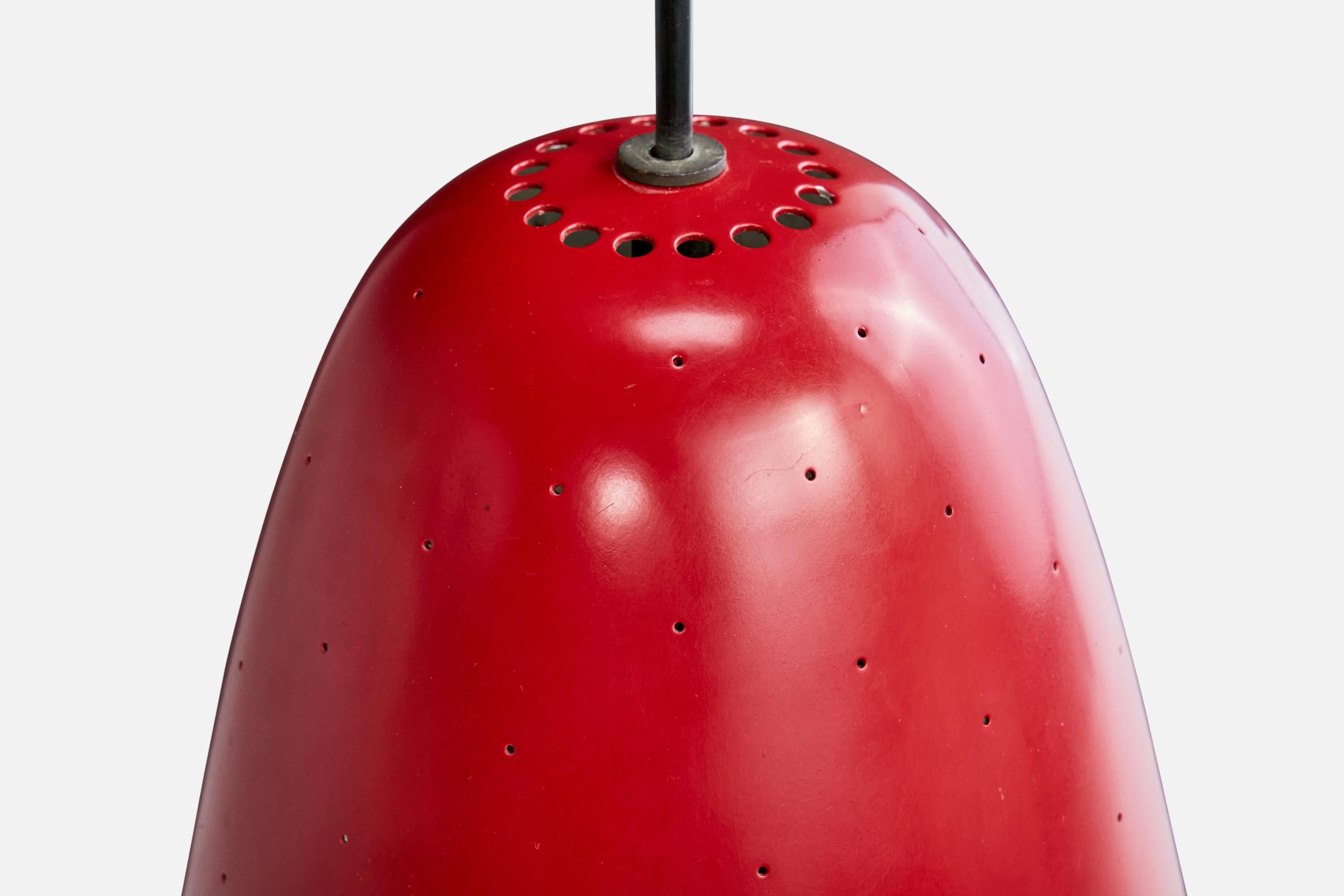 Gino Sarfatti, Pendant Light, Metal, Glass, Italy, 1950s (Mitte des 20. Jahrhunderts) im Angebot