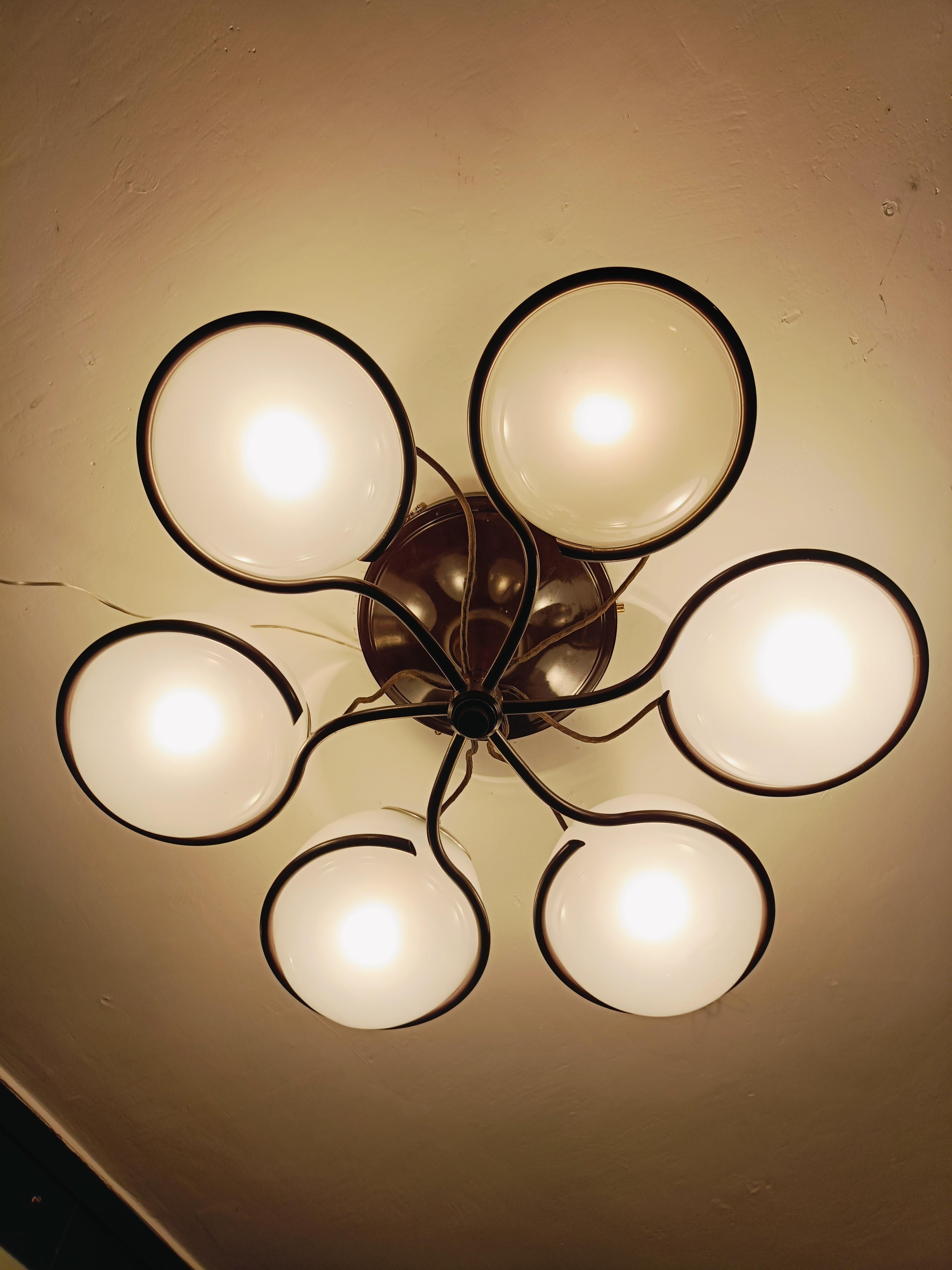 Gino Sarfatti per Arteluce Lampadario Mod.2042/6, Italia 1960s In Good Condition In Naples, IT