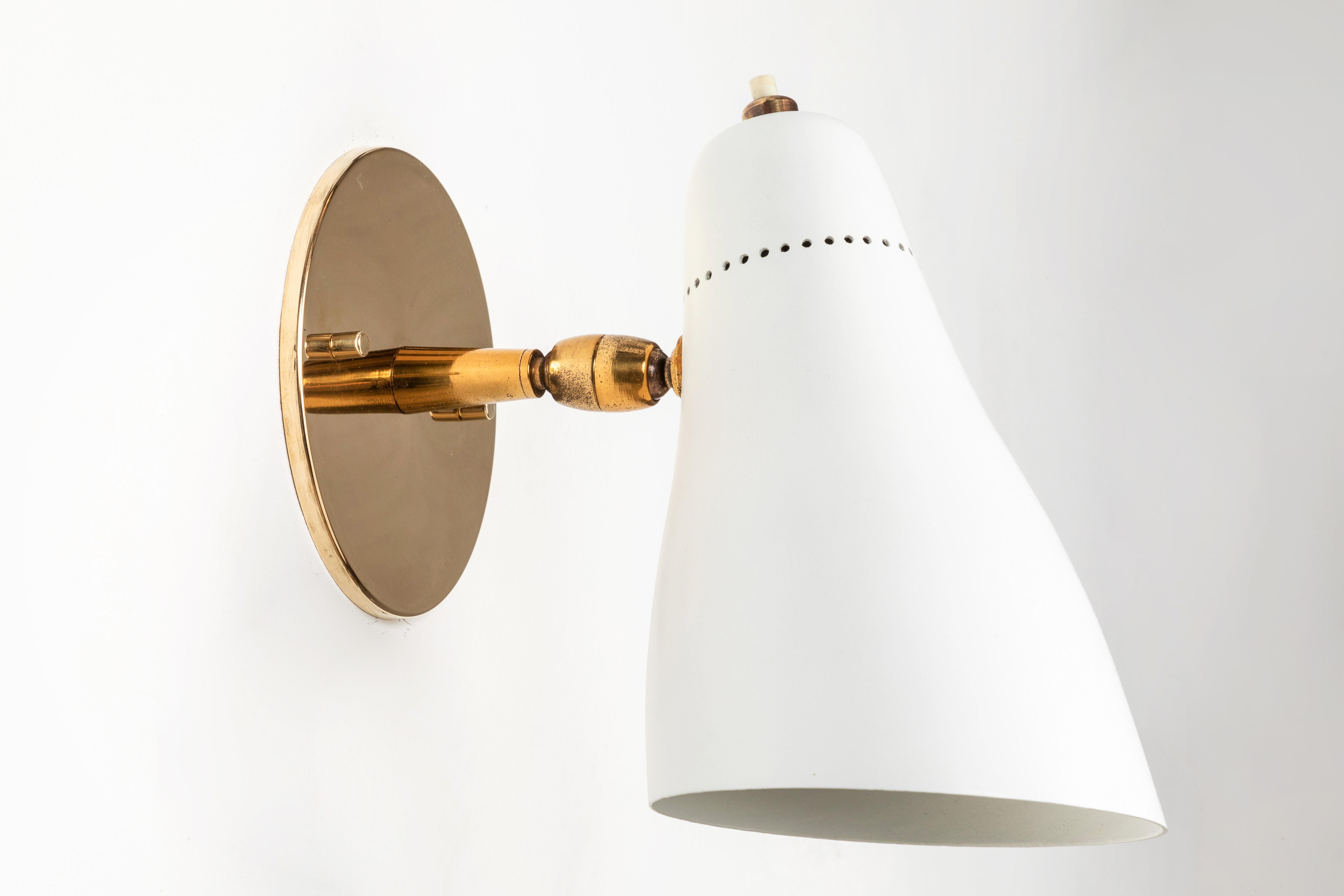 Painted Gino Sarfatti Perforated Cone Sconce for Arteluce, circa 1950