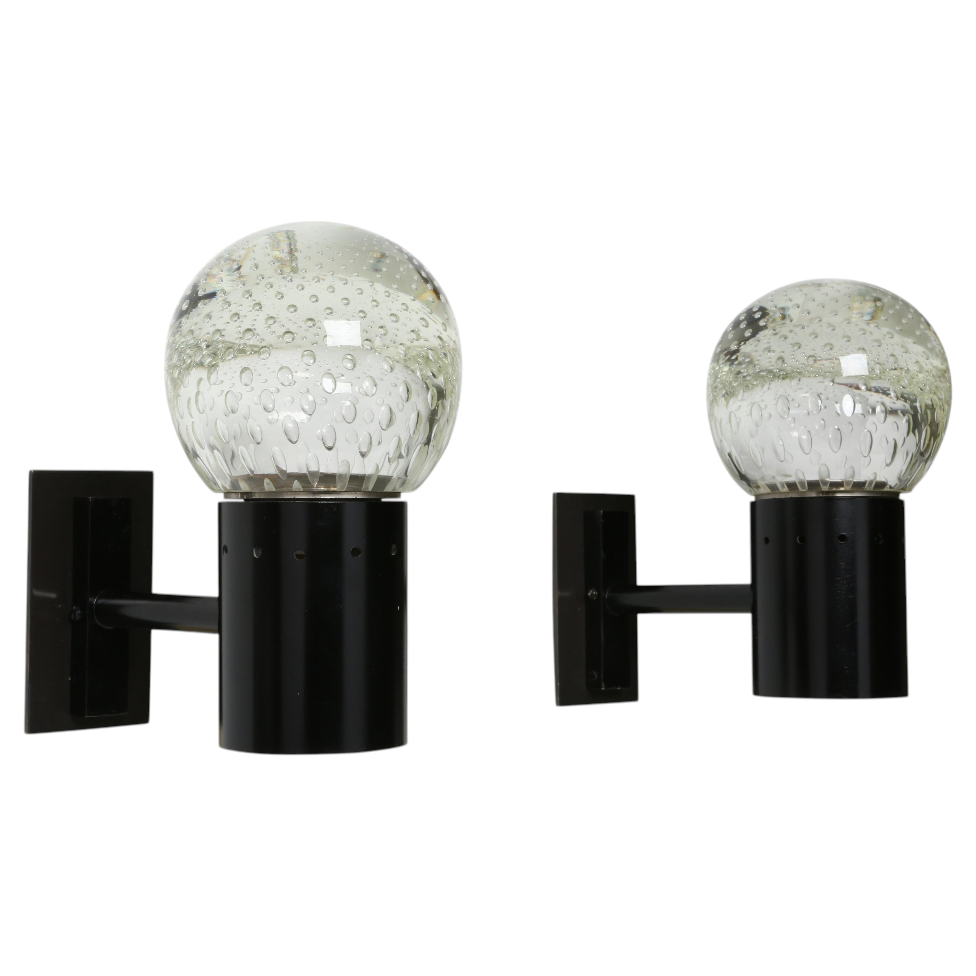 Gino Sarfatti Sconce by Archimede Seguso, Bullicante Glass and Brass, 1950s