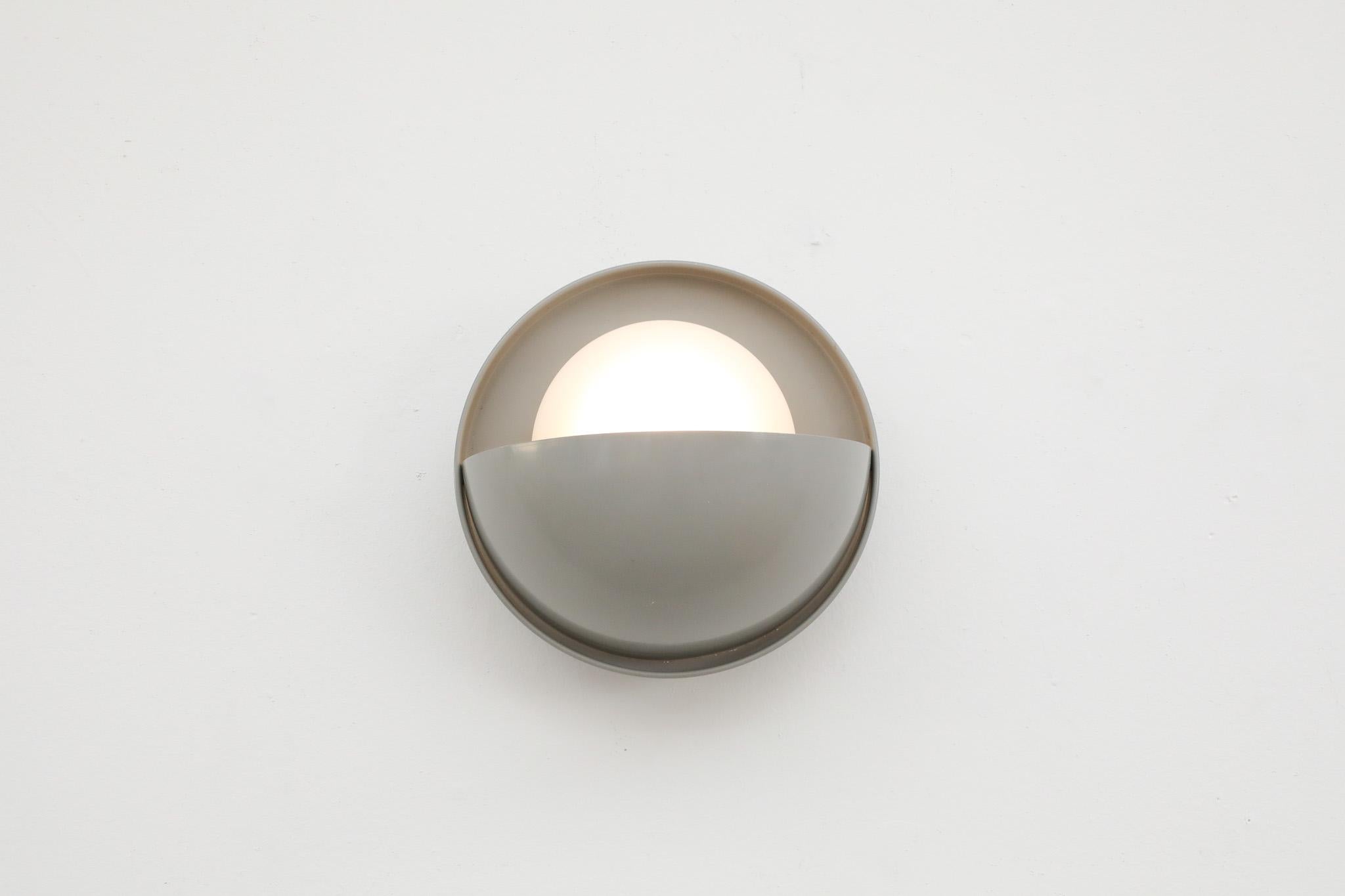 Metal Gino Sarfatti Style Milk Glass Eyeball Sconce by Dijkstra Lampen