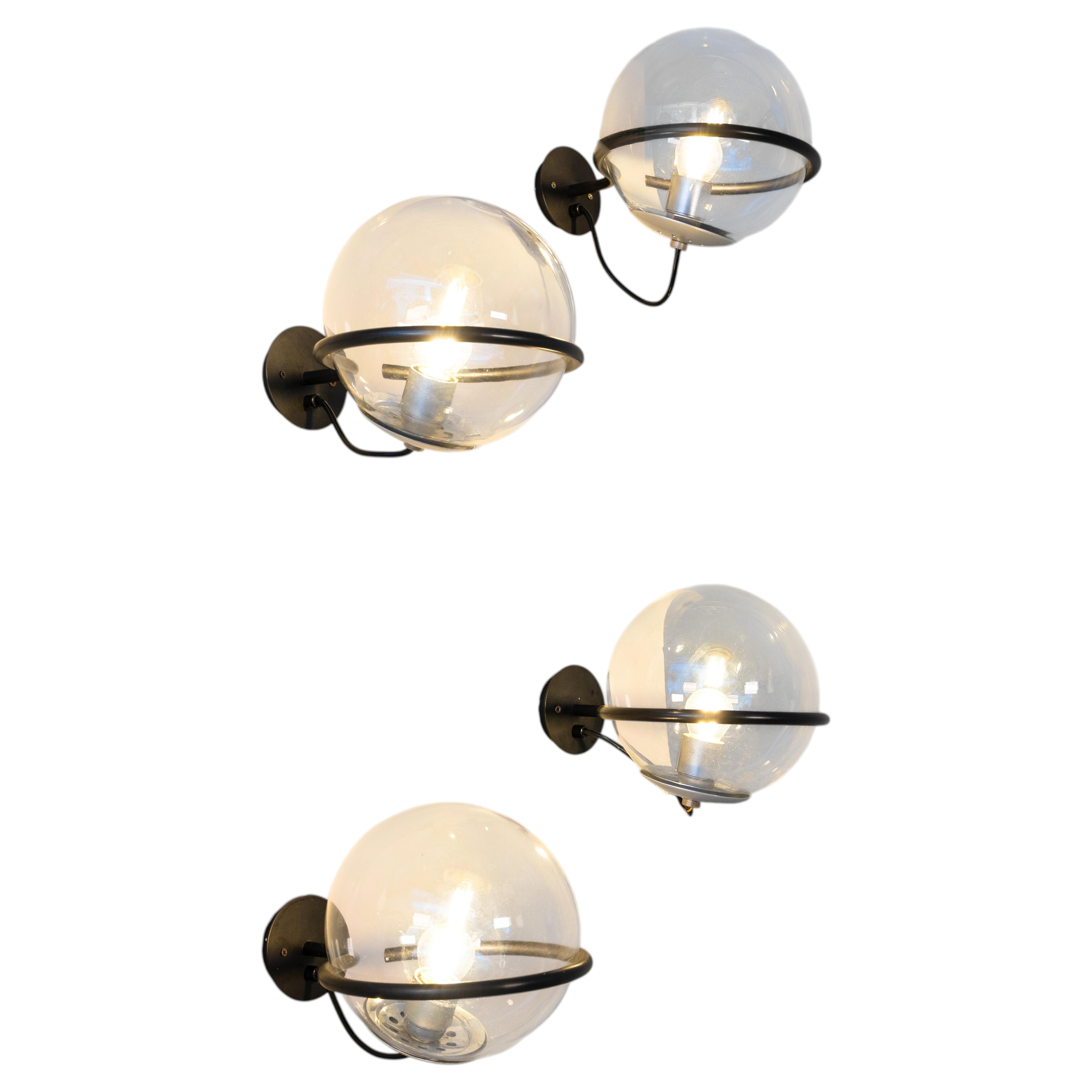 Lampada da parete Gino Sarfatti for Arteluce, versione 1 sfera 1960, set di 4 in vendita