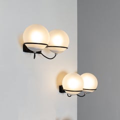 Gino Sarfatti wall lamp Arteluce, small 2-sphere version, 1960, set of 2