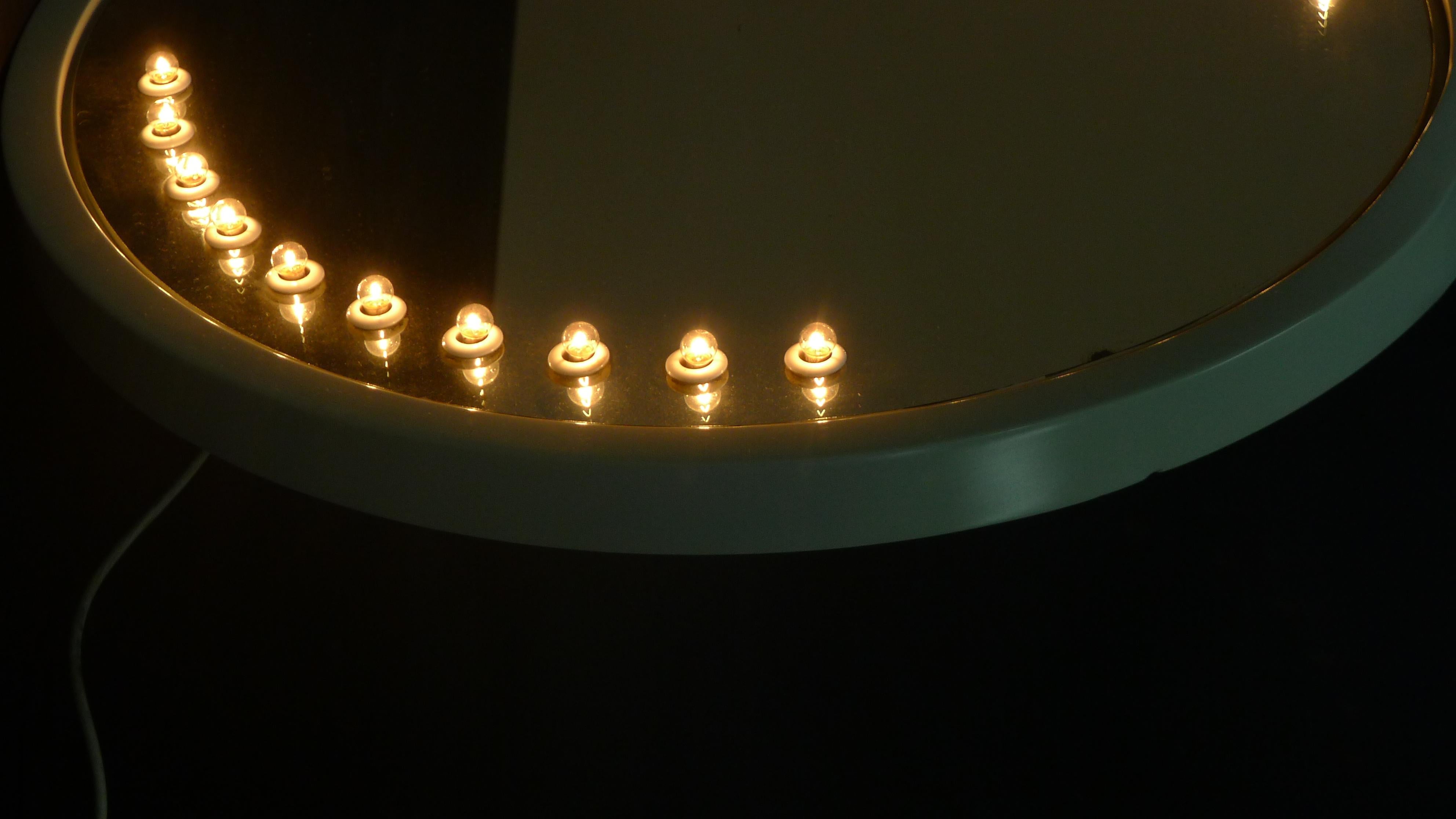 Late 20th Century Gino Sarfatti, Wall Mirror with Lights, Model 51/B, Design 1971, Arteluce, Italy