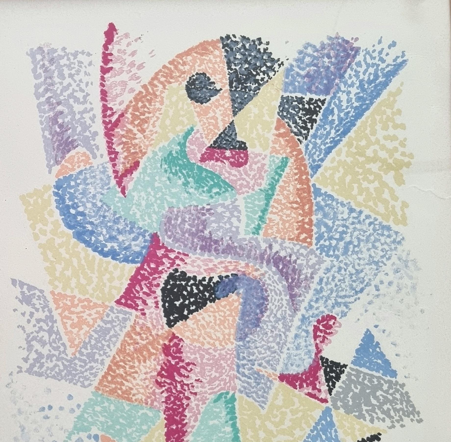 GINO SEVERINI - Arlecchino 1965, Litografia firmata a mano In condizioni buone in vendita a Vigevano, PV