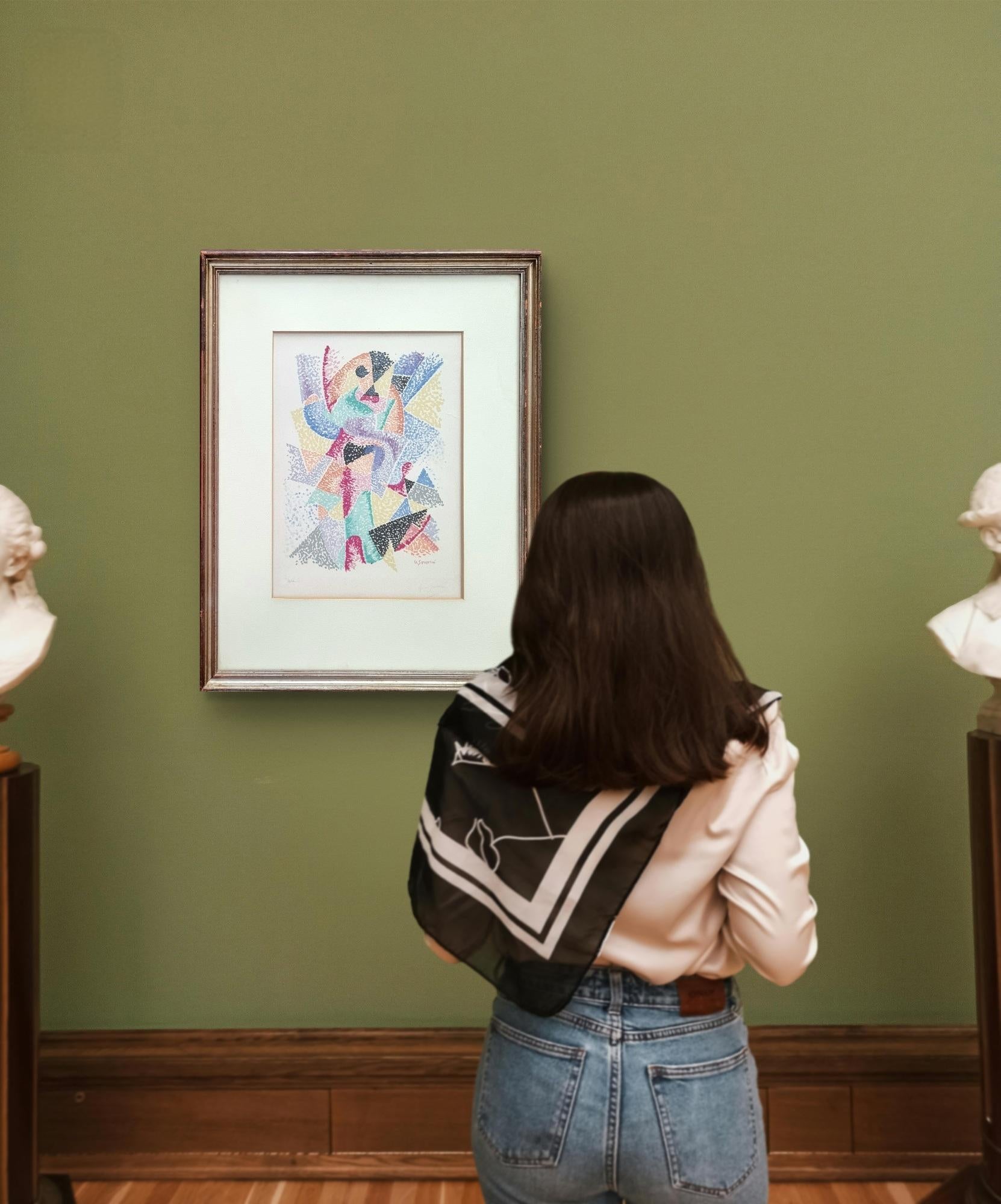 Mid-19th Century GINO SEVERINI - Arlecchino 1965, Litografia firmata a mano in vendita
