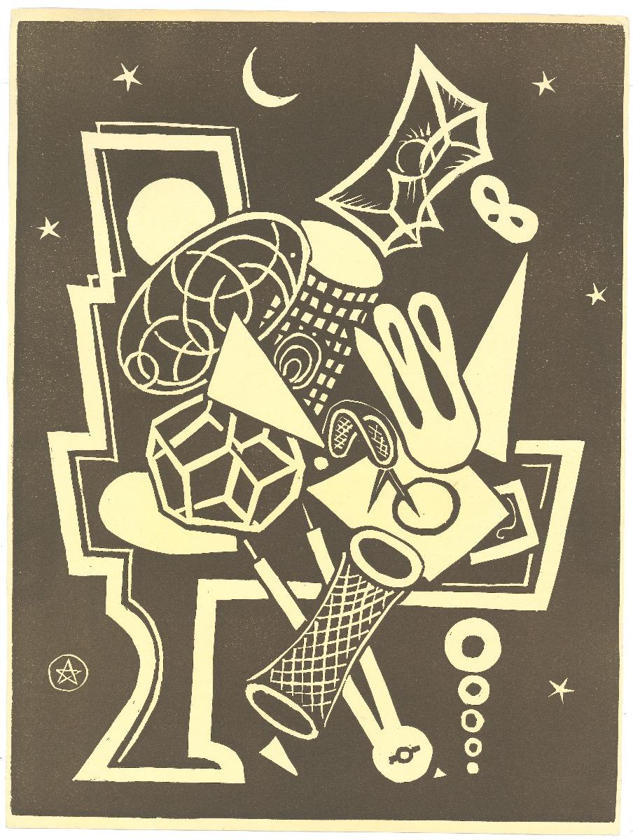 Composition - Woodcut - Mid-20th Century