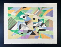 Gino Severini ( 1883 – 1966 ) – Le cycliste – hand-signed lithography – 1956