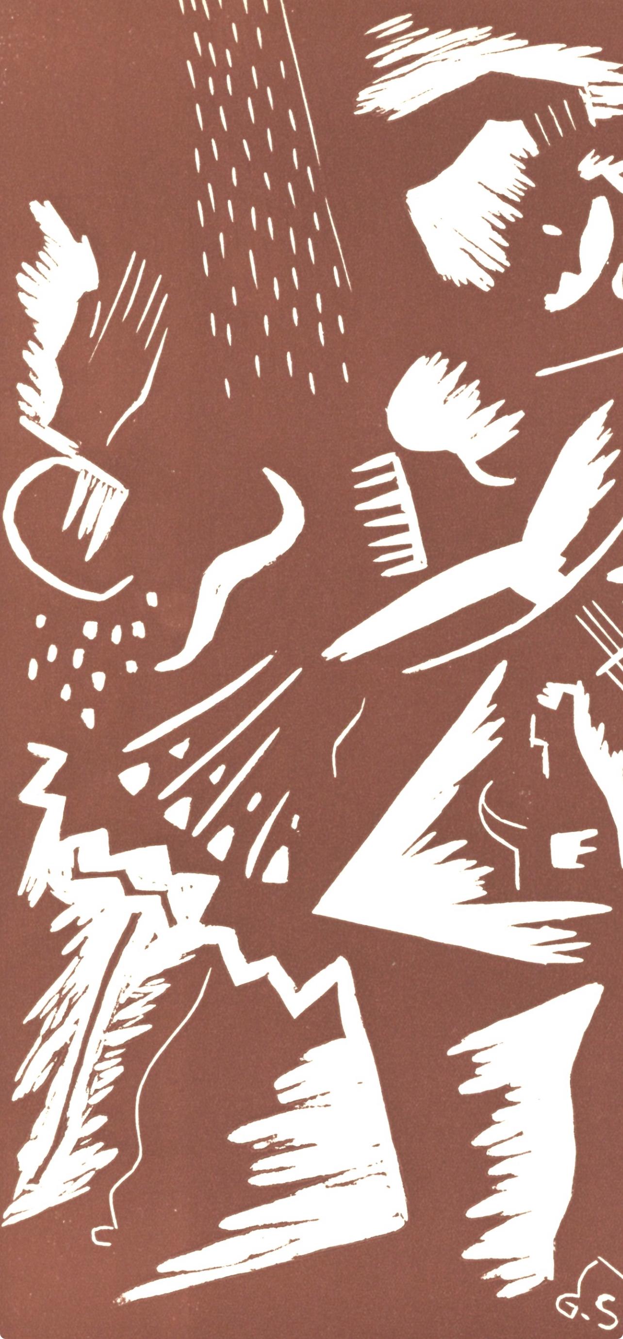 Gravure futuriste (Meloni 20), Société internationale d'art XXe siècle - Marron Abstract Print par Gino Severini