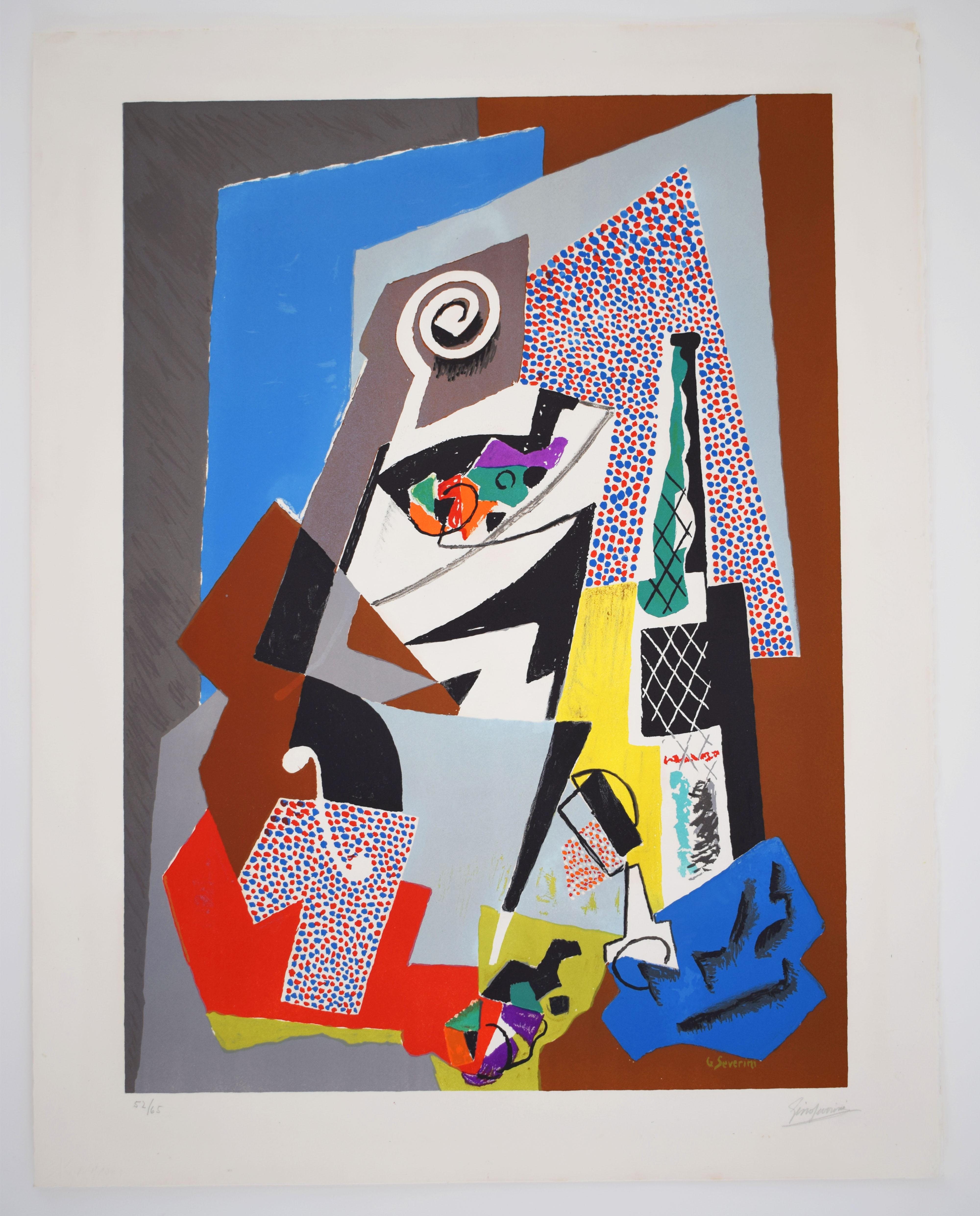Bodegón con violín  Natura Morta con Violino - Cubismo Futurismo Italiano - Print de Gino Severini