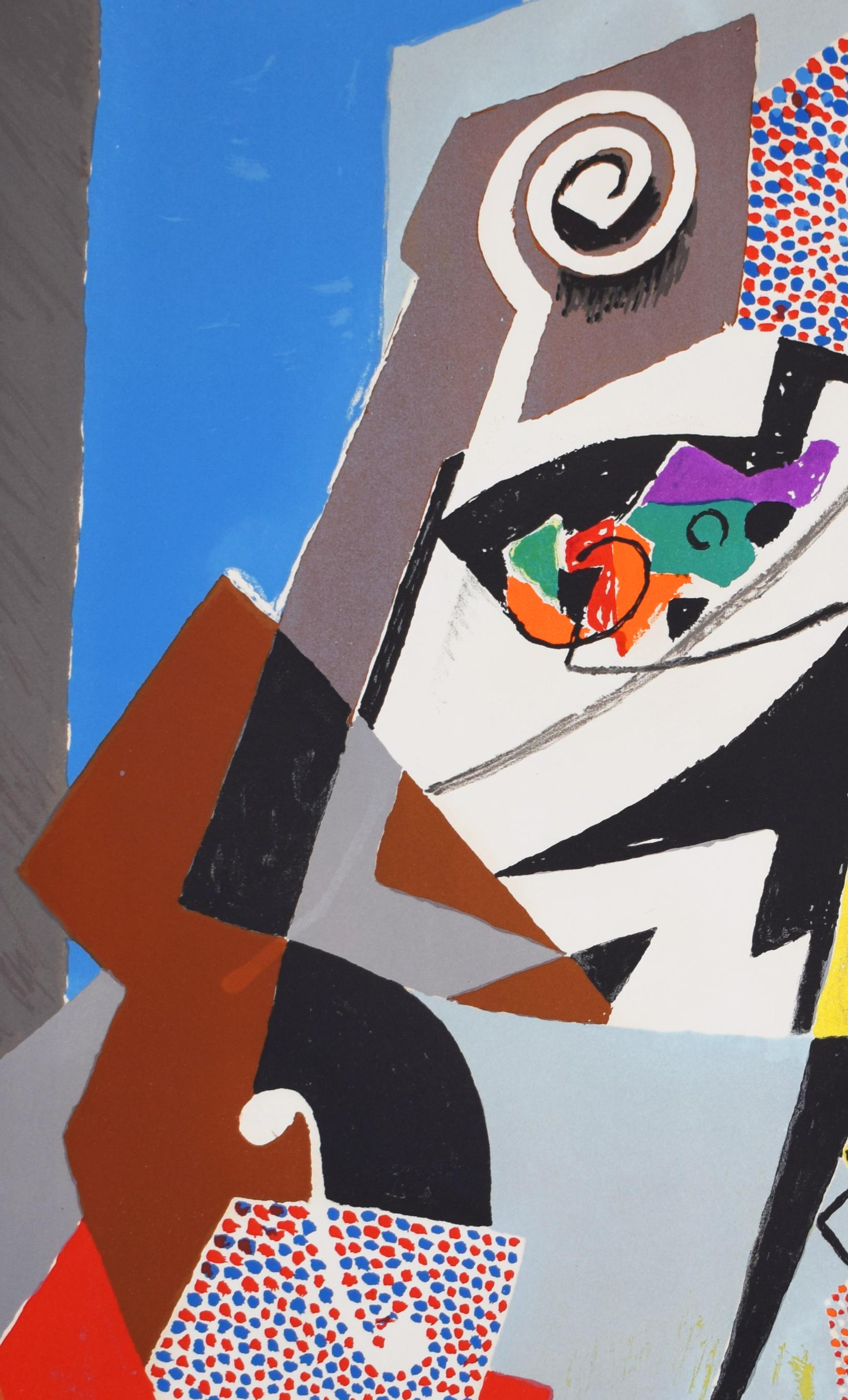Bodegón con violín  Natura Morta con Violino - Cubismo Futurismo Italiano - Still-Life Print Marrón de Gino Severini