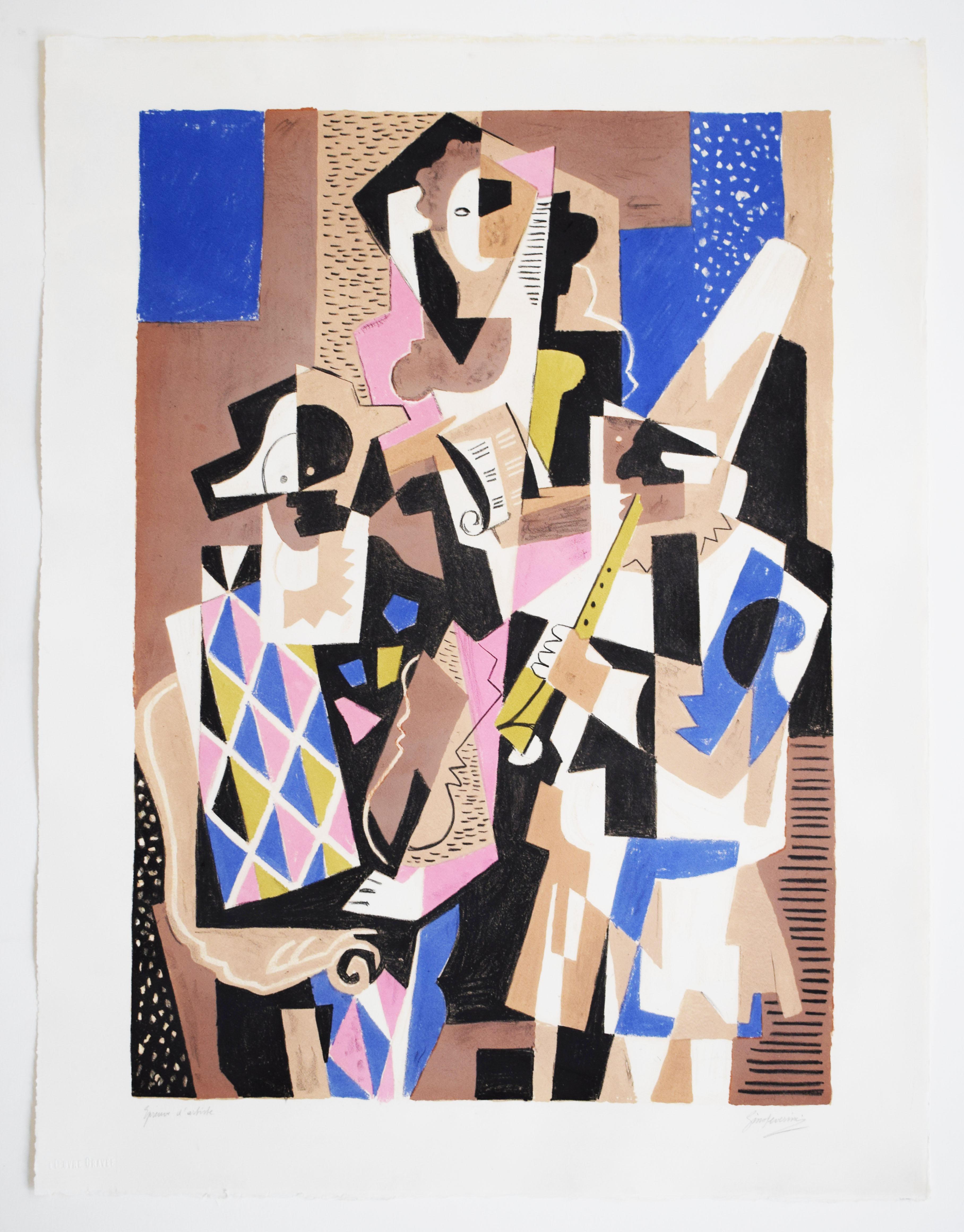 The Musicians - Italian Futurism Cubism - Print by Gino Severini