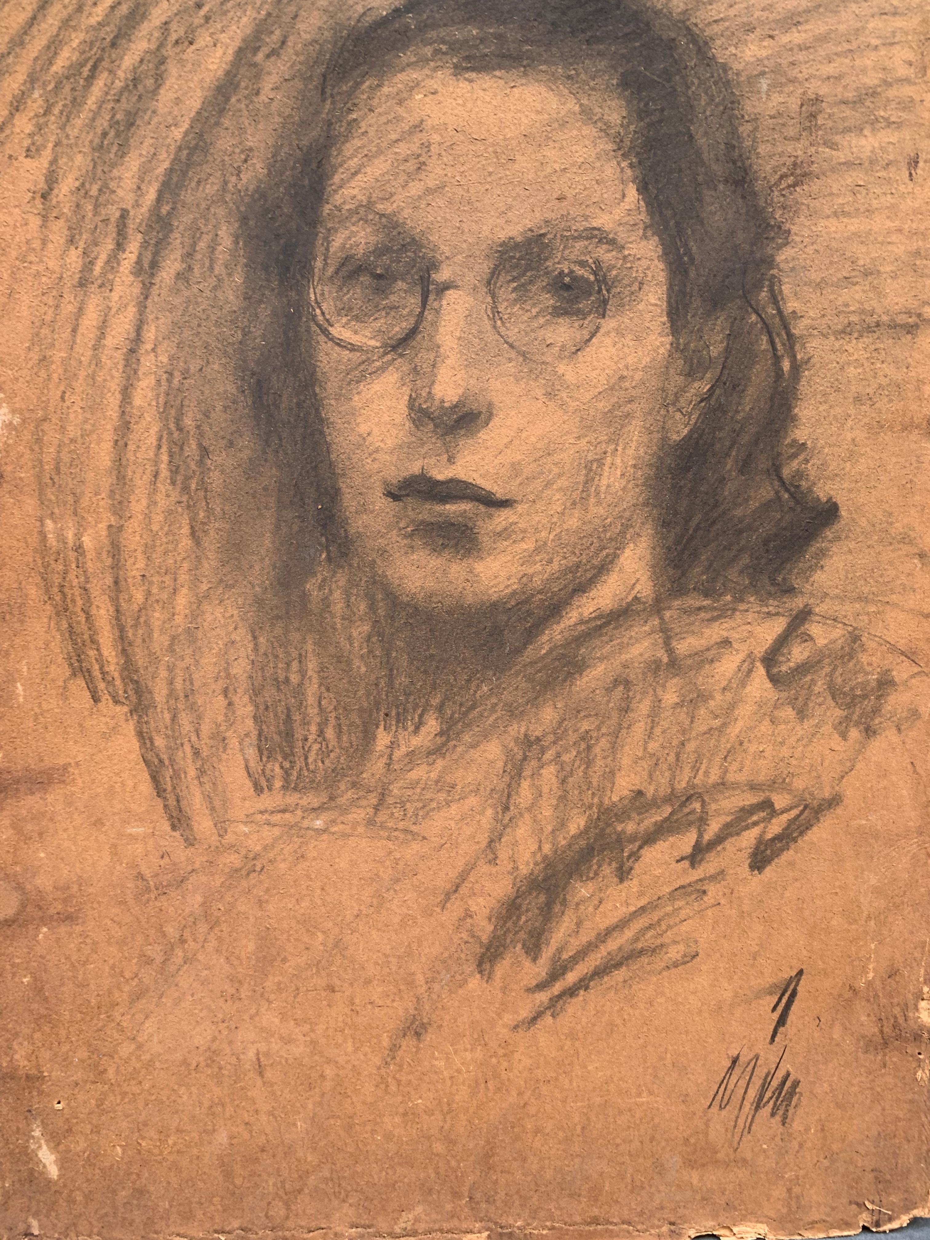 Girl with glasses. Circa 1920. Double portrait. Spalmach Gino (Rome, 1900-1966) For Sale 1