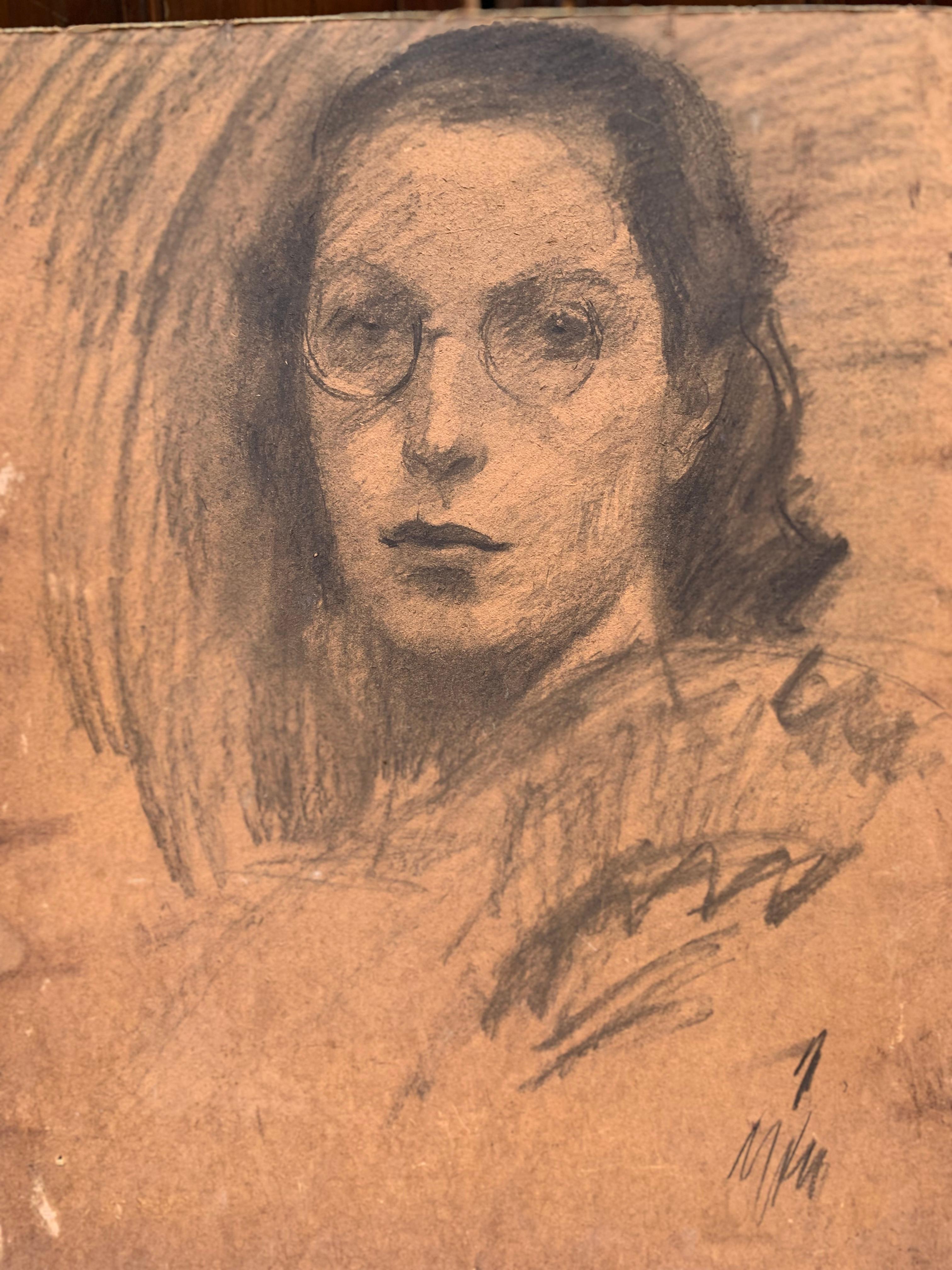 Girl with glasses. Circa 1920. Double portrait. Spalmach Gino (Rome, 1900-1966) For Sale 2