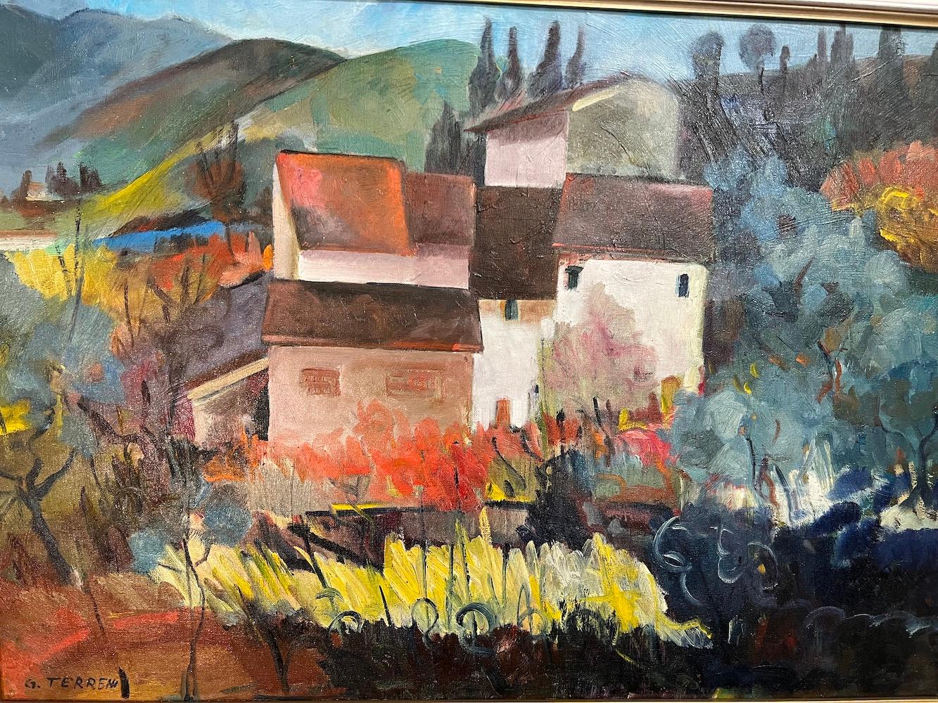 Landschaft in Neapel (Grau), Landscape Painting, von Gino Terreni