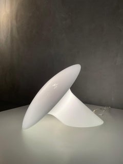 Gino Vistosi Candia Murano Opaline White Glass Table Lamp Italy, 1970s