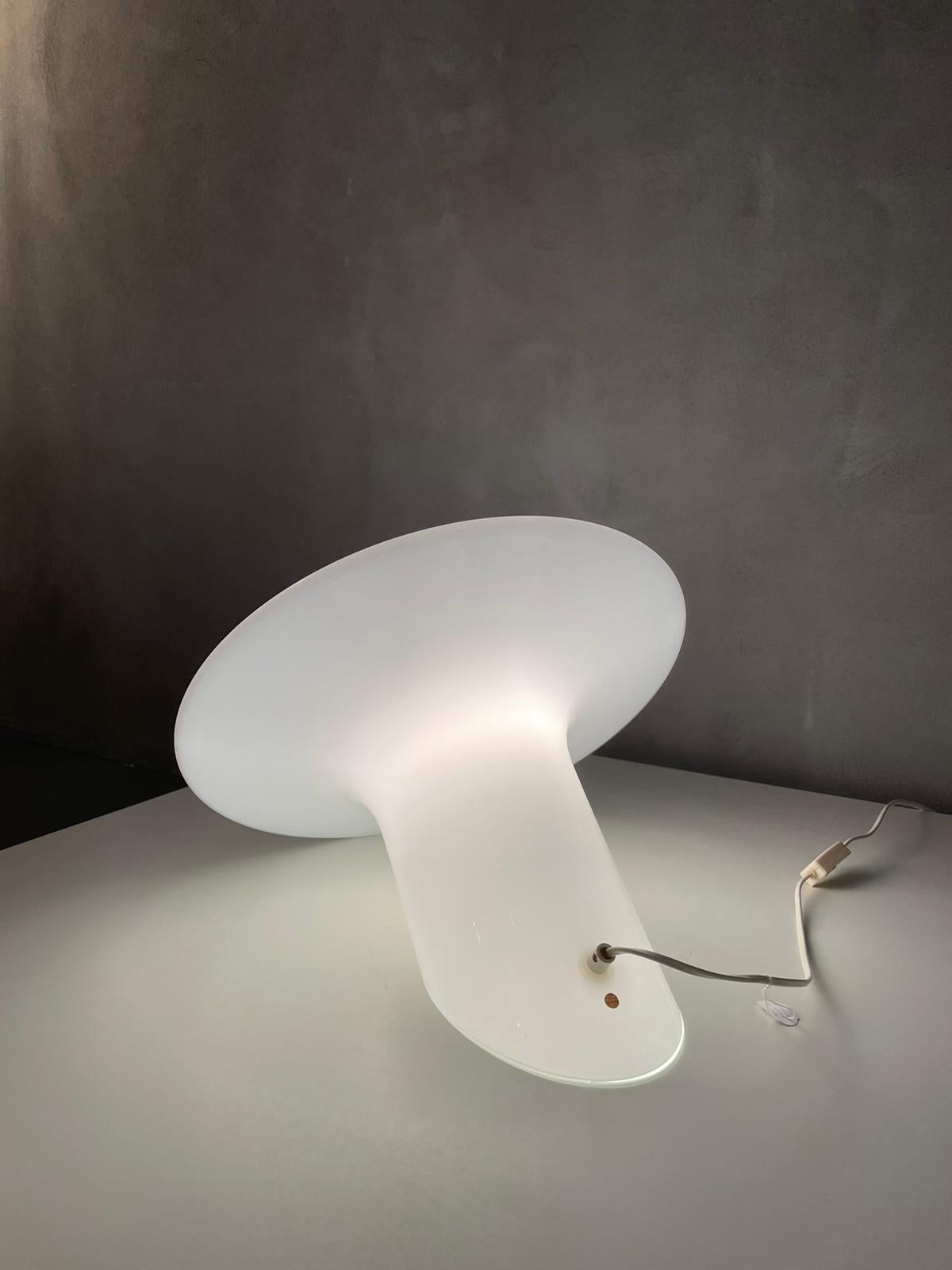 Gino Vistosi Candia Murano Opaline White Glass Table Lamp Italy, 1970s 2