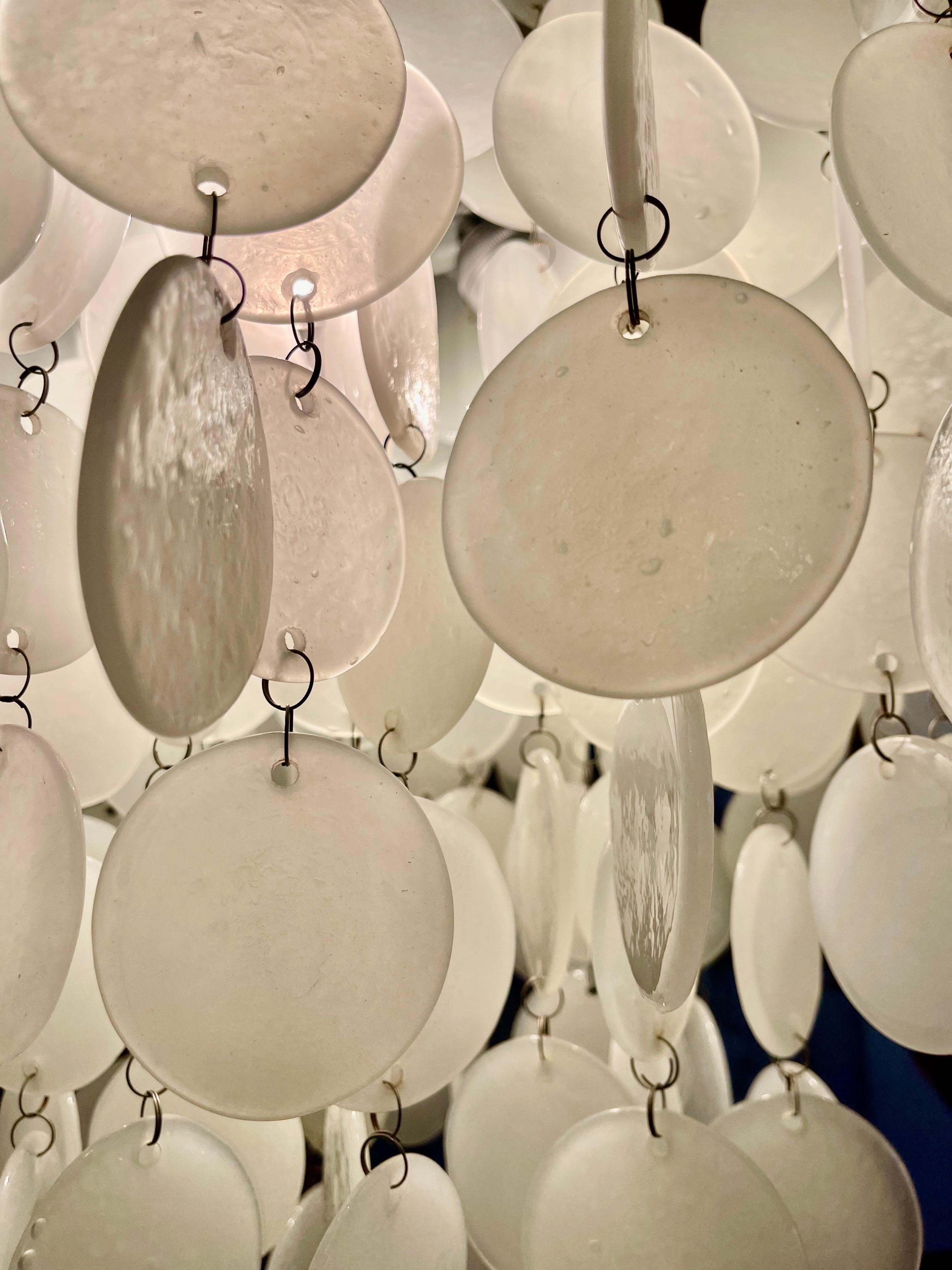 Mid-Century Modern GINO VISTOSI Cascade pendant opaline Murano glass , Italy 1960s For Sale
