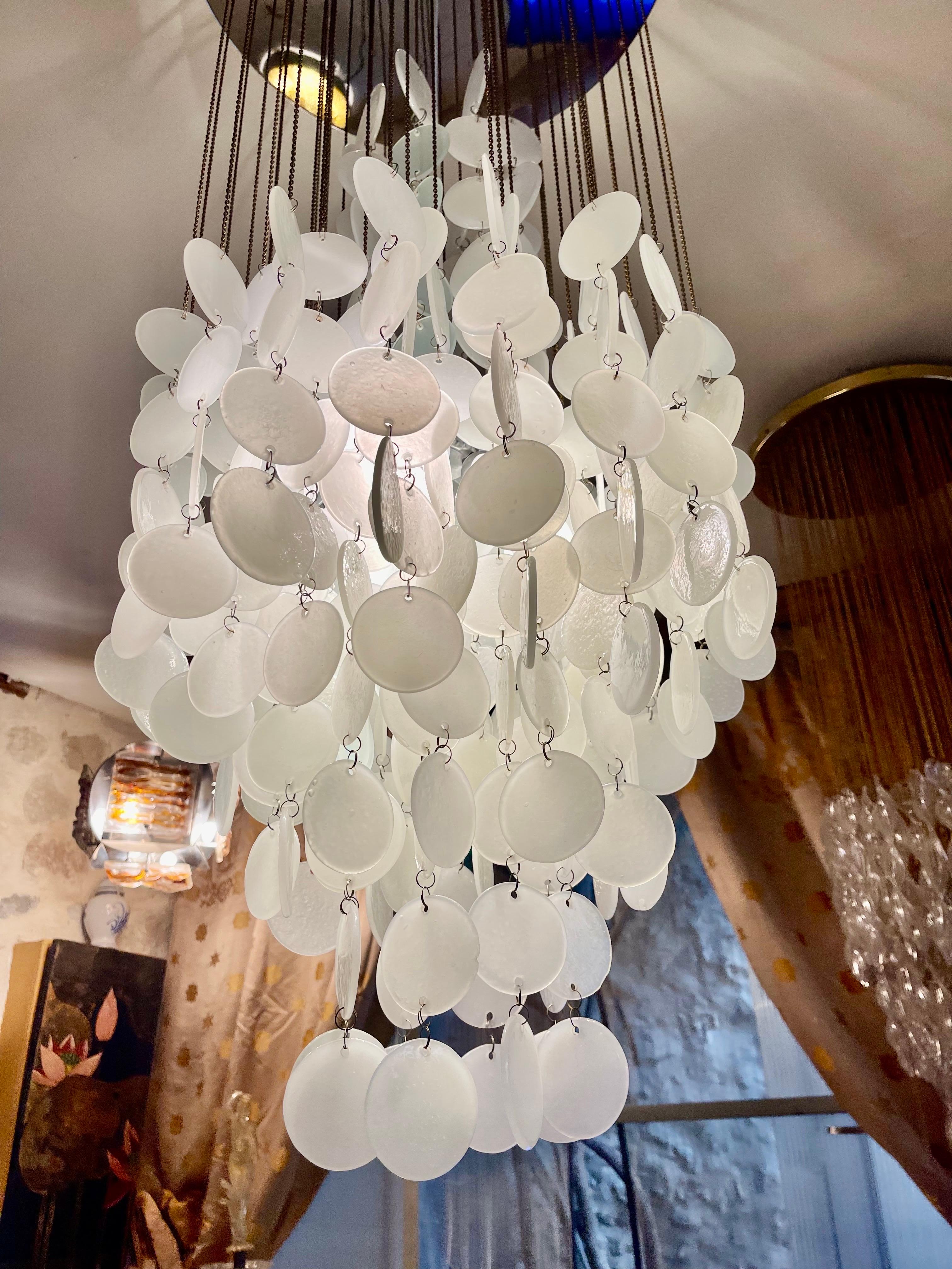 GINO VISTOSI Cascade pendant opaline Murano glass , Italy 1960s For Sale 2