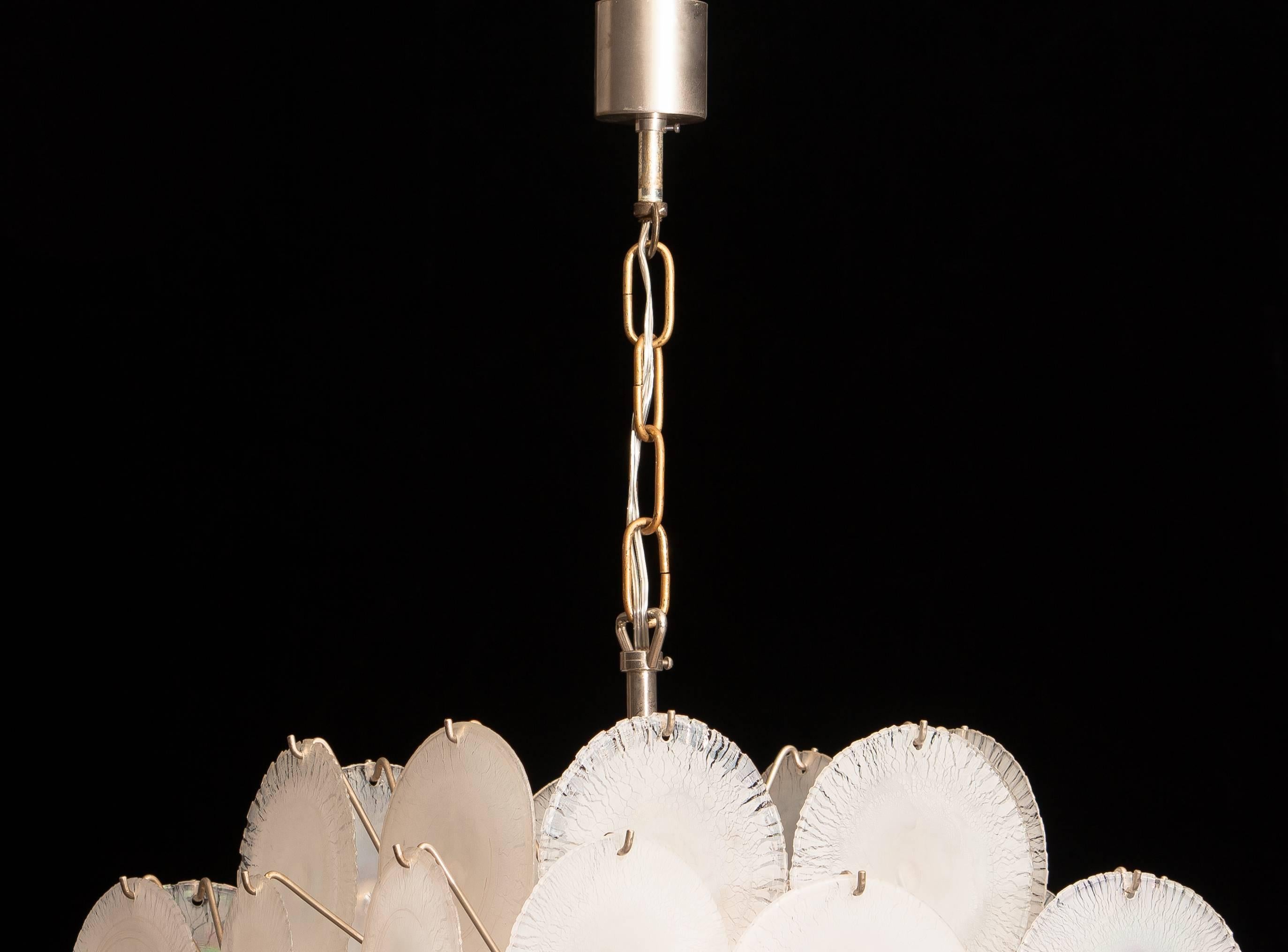 Gino Vistosi Chandelier with White or Pearl Murano Crystal Discs 2