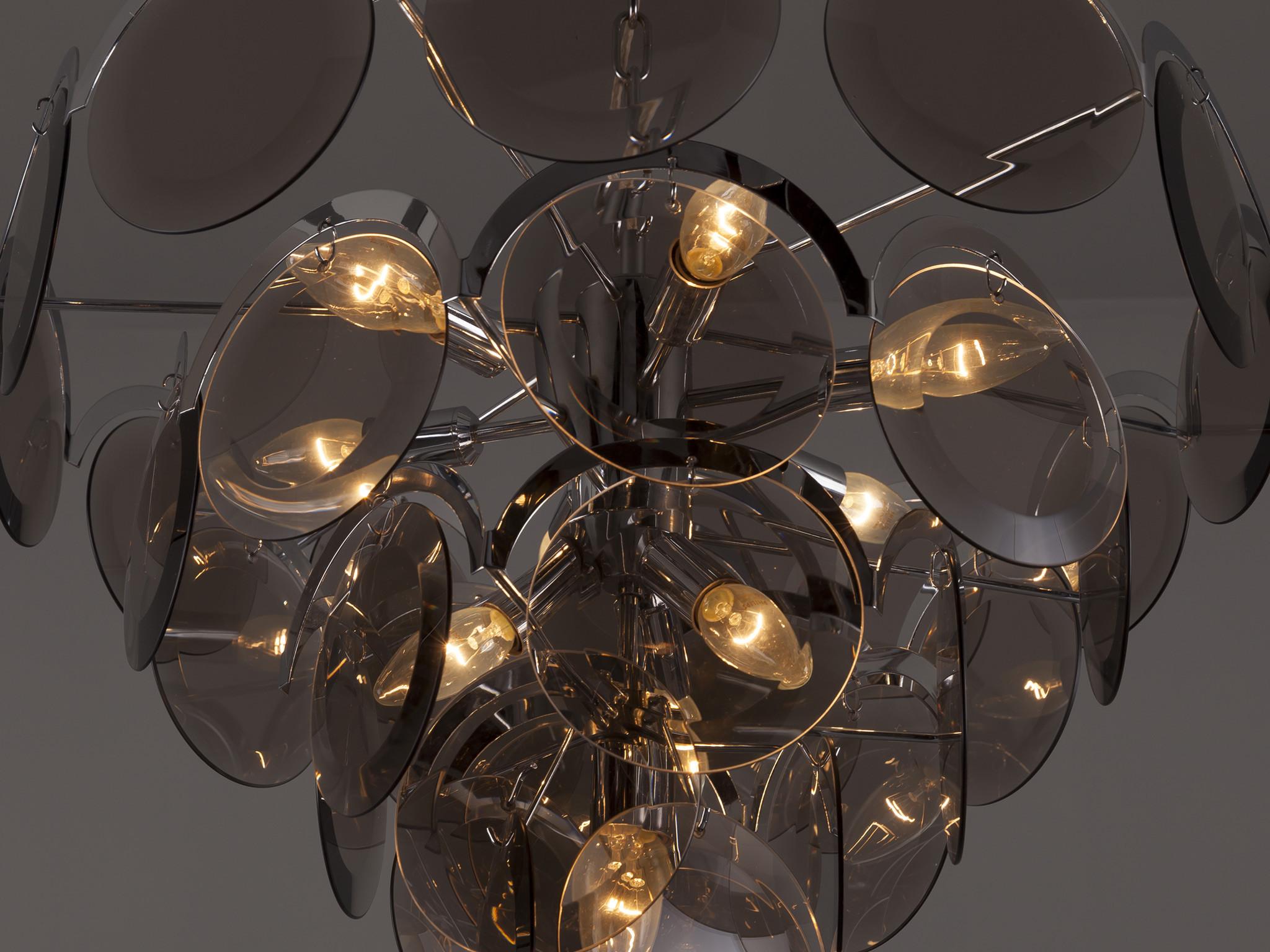Gino Vistosi for Vistosi Chandelier in Chrome and Murano Glass In Good Condition For Sale In Waalwijk, NL