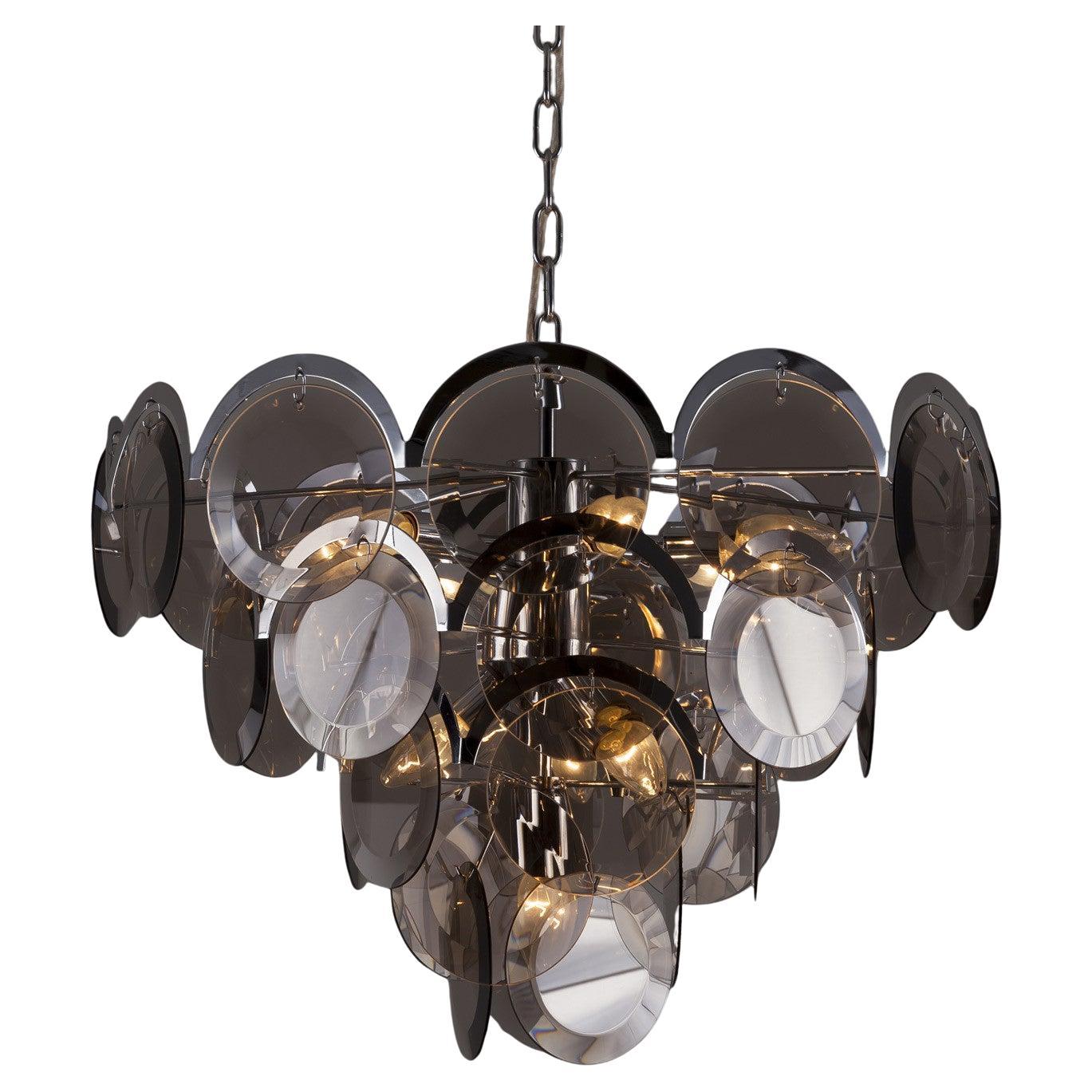 Gino Vistosi for Vistosi Chandelier in Chrome and Murano Glass