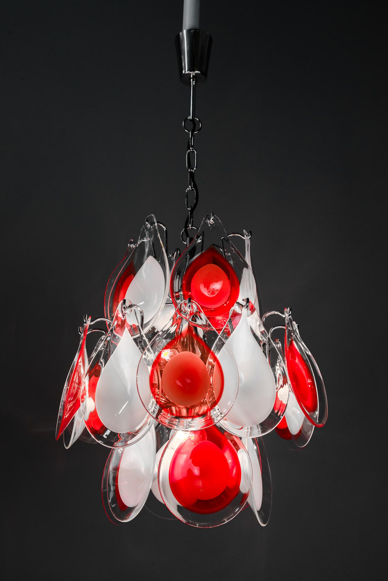 Mid-Century Modern Glass Chandelier, 2000s, style of Gino Vistosi For Sale