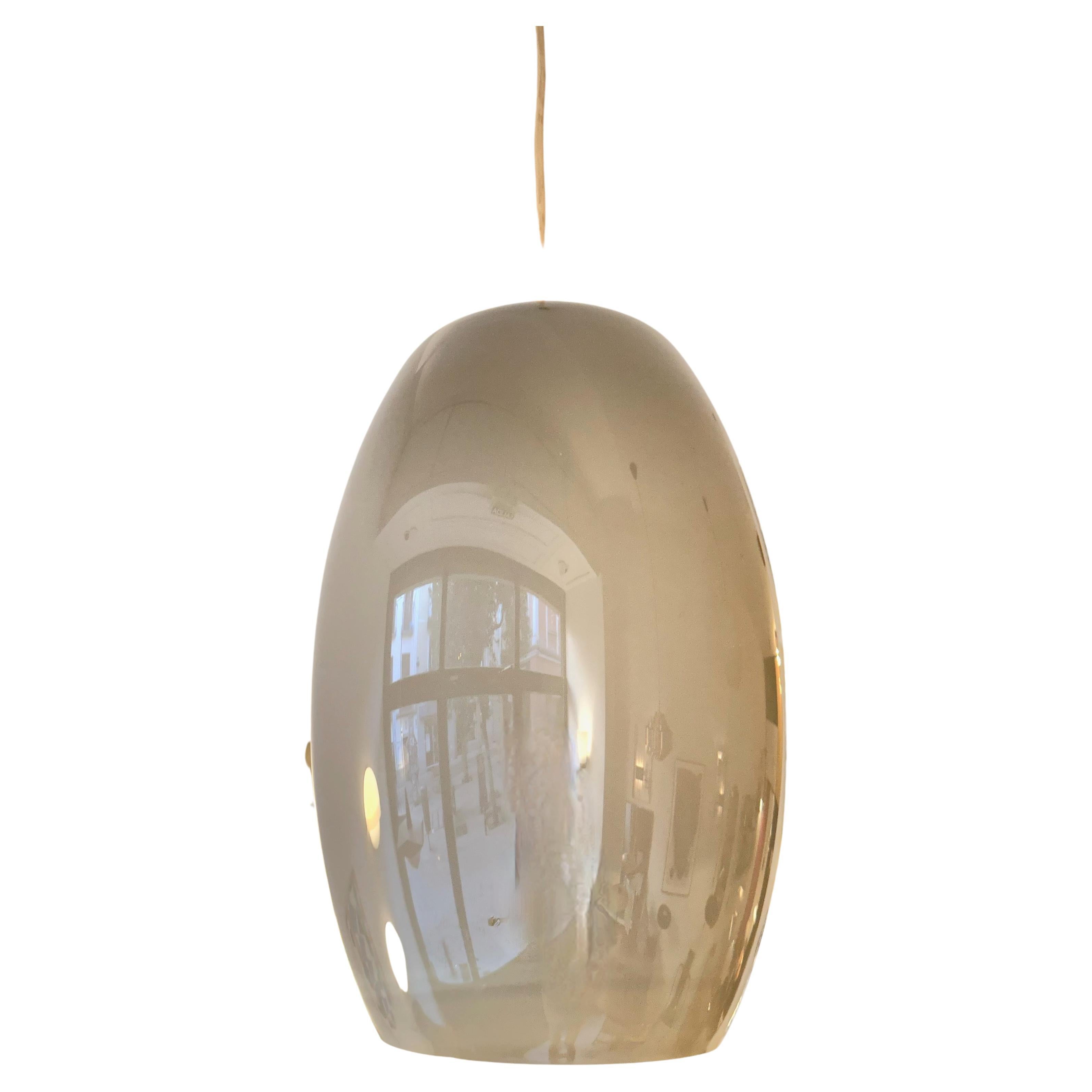 Gino Vistosi Oval Smoked Blown Glass Pendant Light, 1960