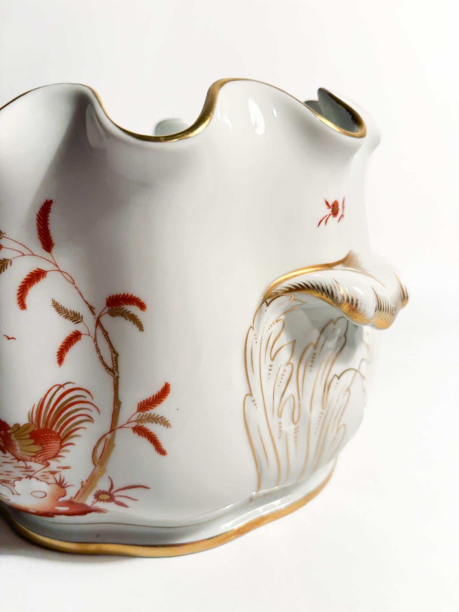 Ginori Doccia Porcelain Refresher Vase Galli Rossi Series 1950s For Sale 5
