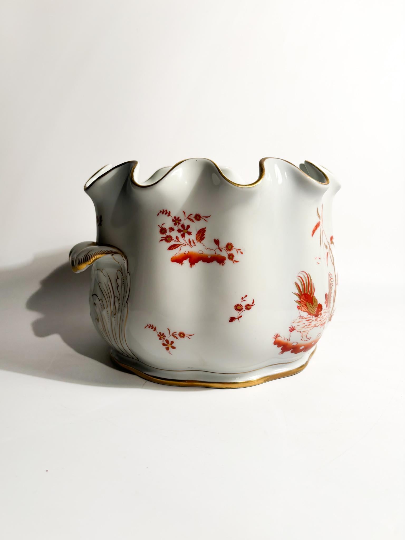 Mid-Century Modern Ginori Doccia Vase à rafraîchir en porcelaine Série Galli Rossi 1950s en vente