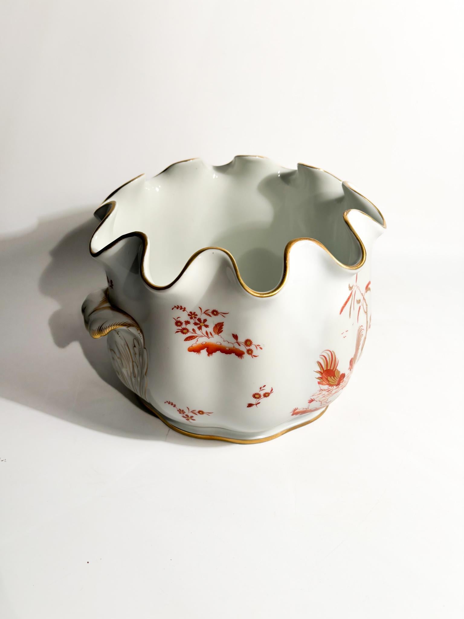 Italian Ginori Doccia Porcelain Refresher Vase Galli Rossi Series 1950s For Sale