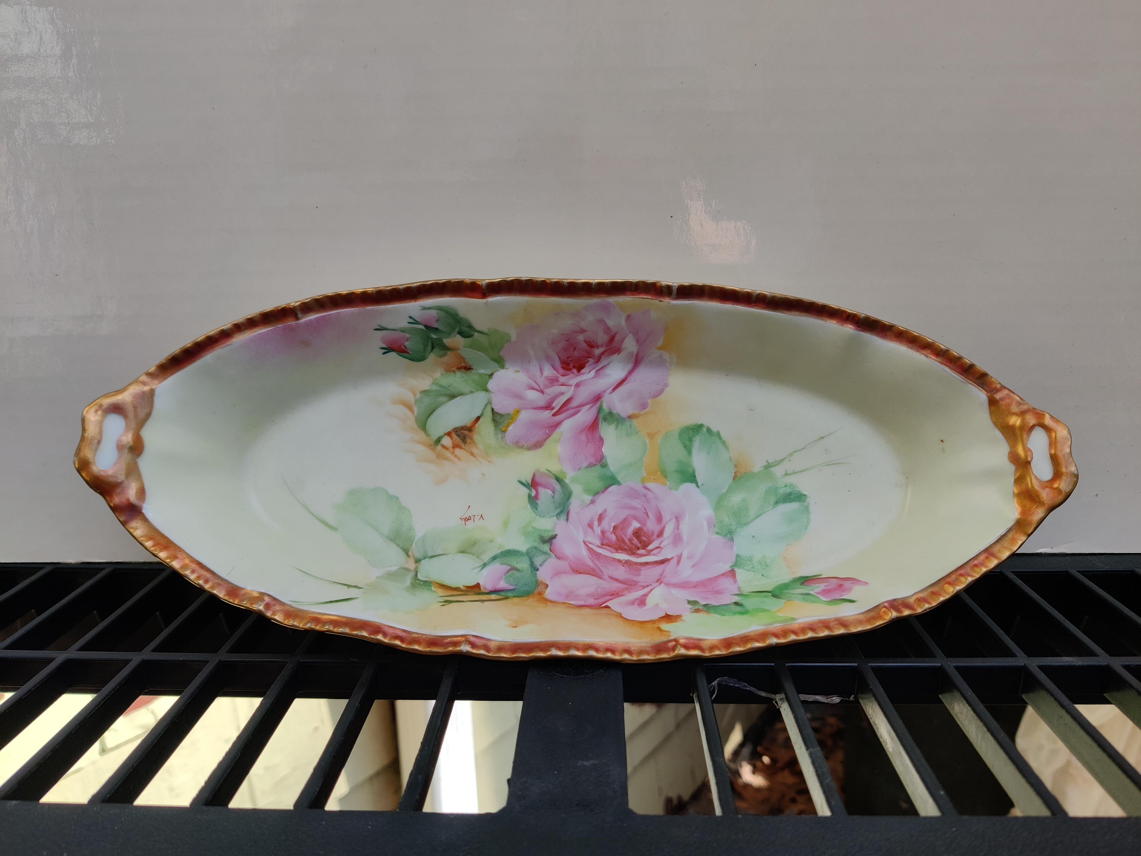 Ginori Italy Hand Painted Oval Dish In Good Condition For Sale In Cincinnati, OH
