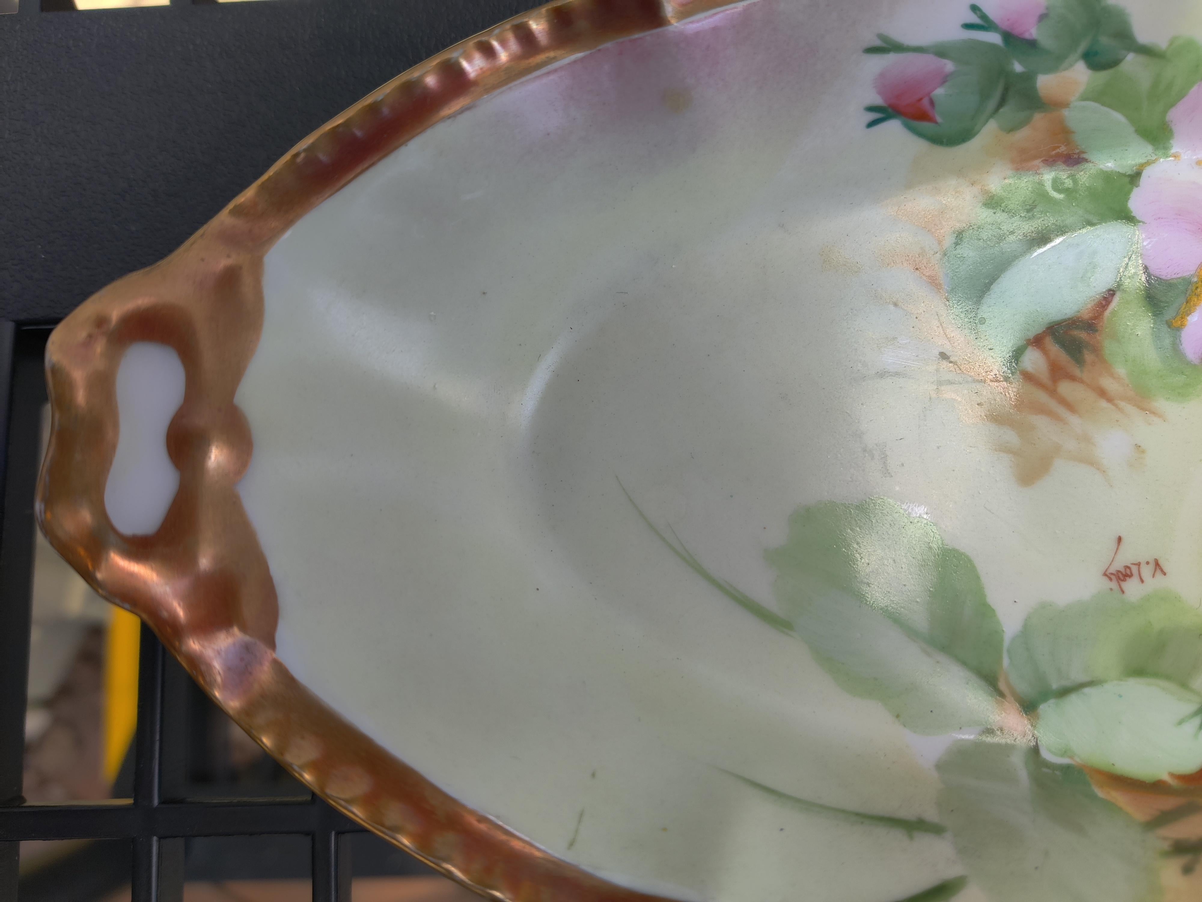 Ginori Italien, handbemalte ovale Schale (Porzellan) im Angebot