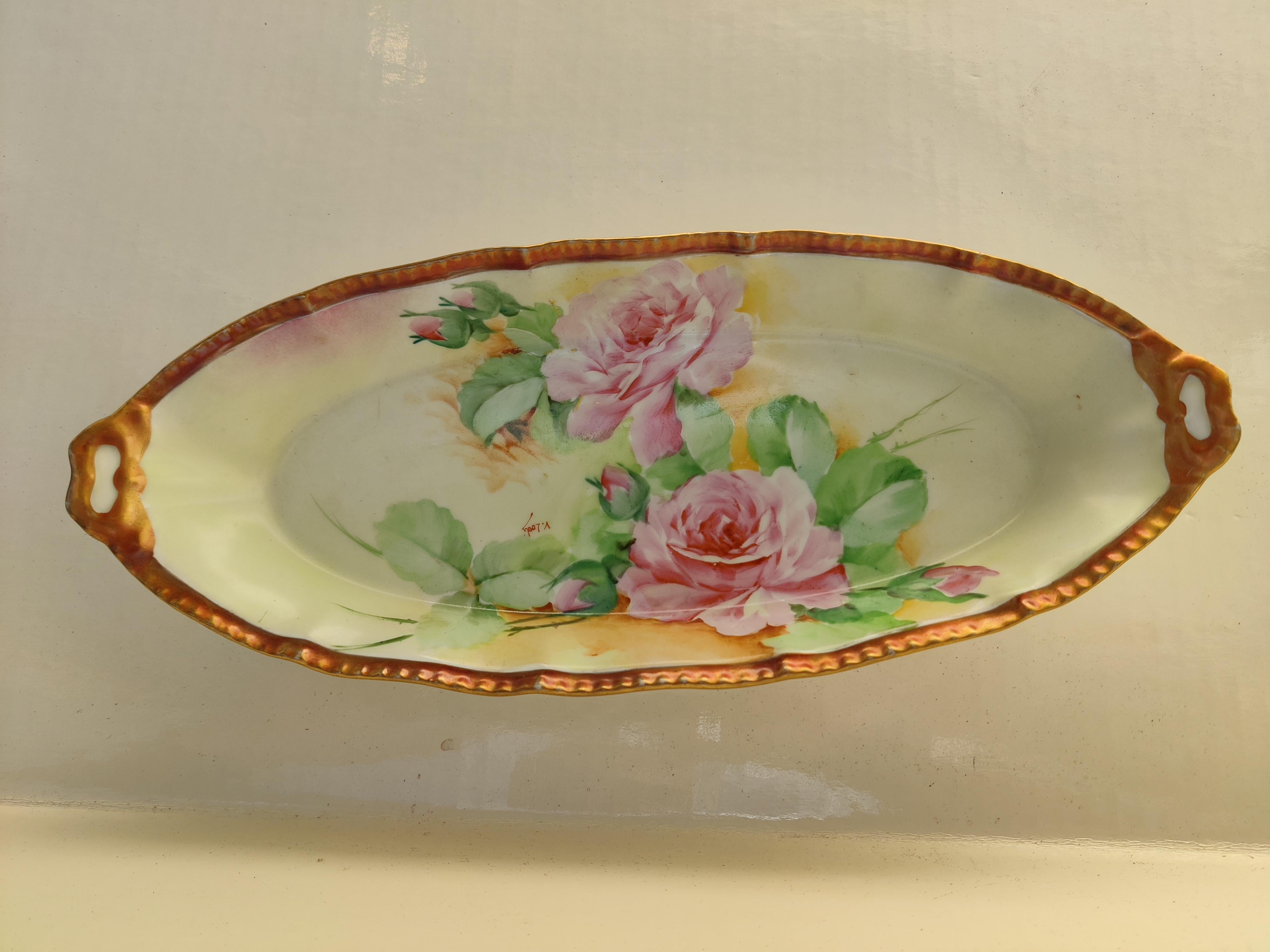 Ginori Italy Hand Painted Oval Dish For Sale 1