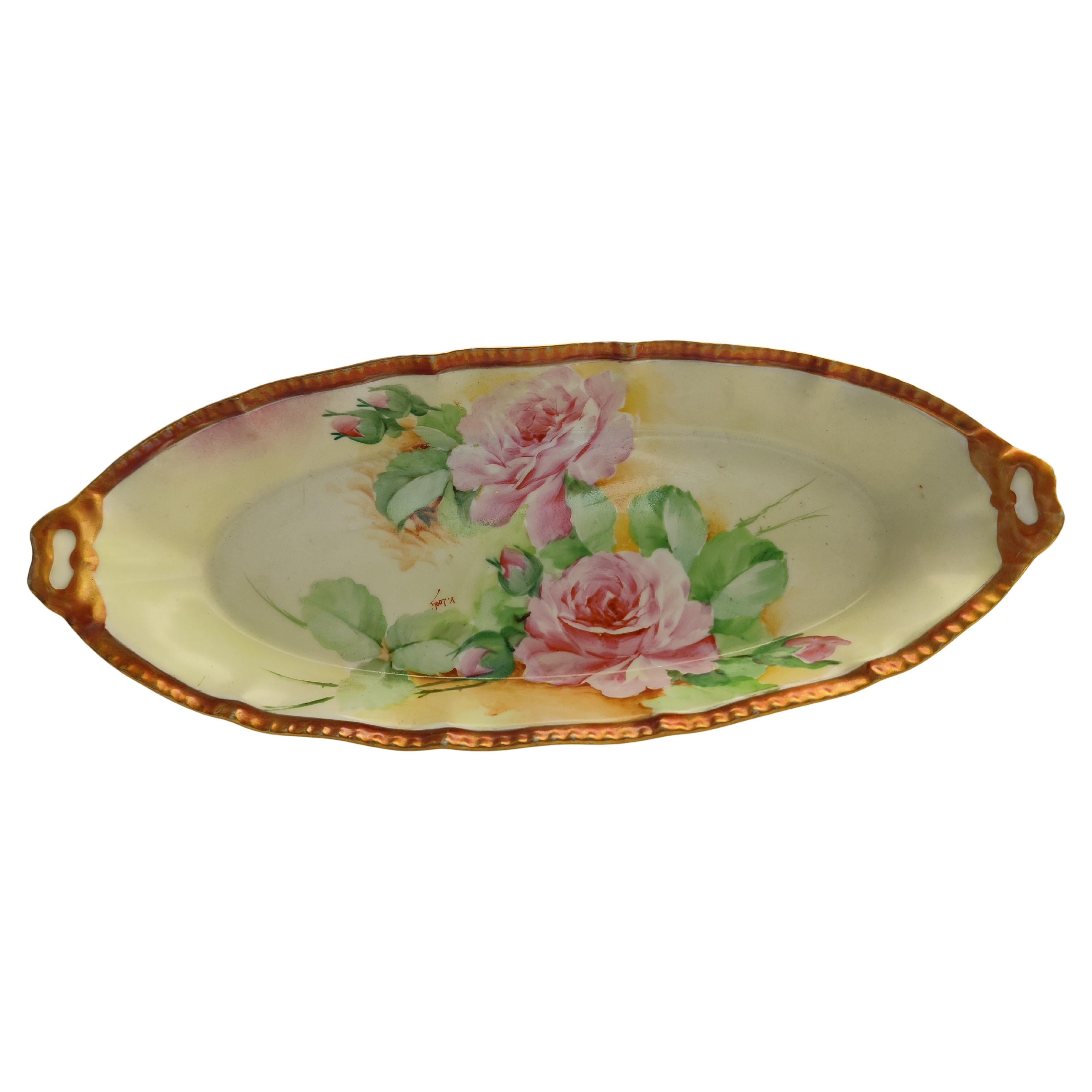 Ginori Italy Hand Painted Oval Dish For Sale