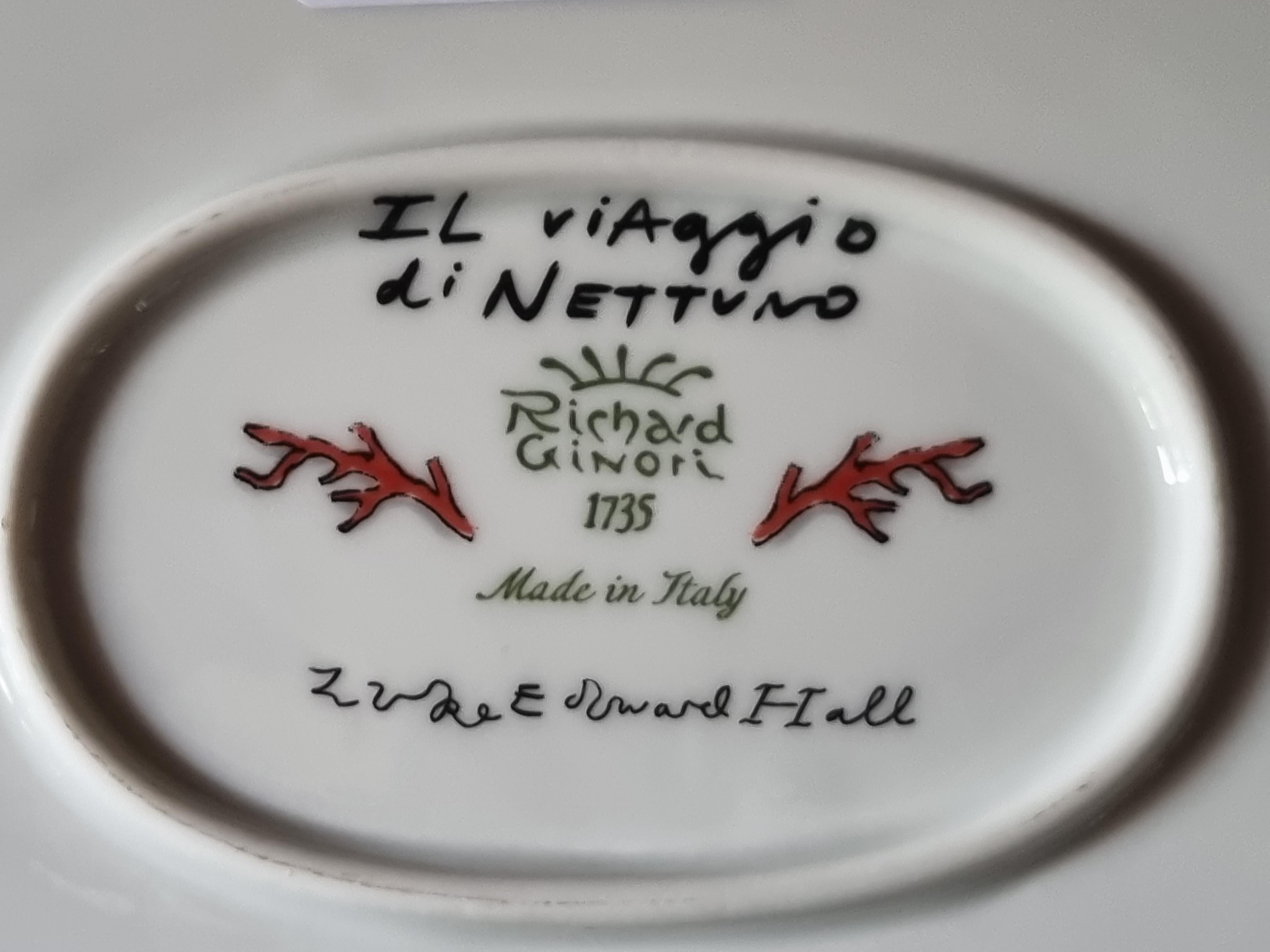 Ovaler Ginori Luke Edward Hall's Chariot-Teller „Il Viaggio Di Nettuno“, 2022 im Zustand „Neu“ im Angebot in Cagliari, IT