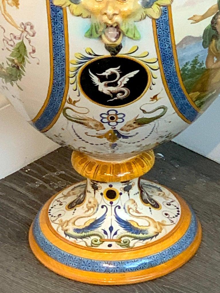 Vaso con manico di serpente allegorico in maiolica Ginori in vendita 6