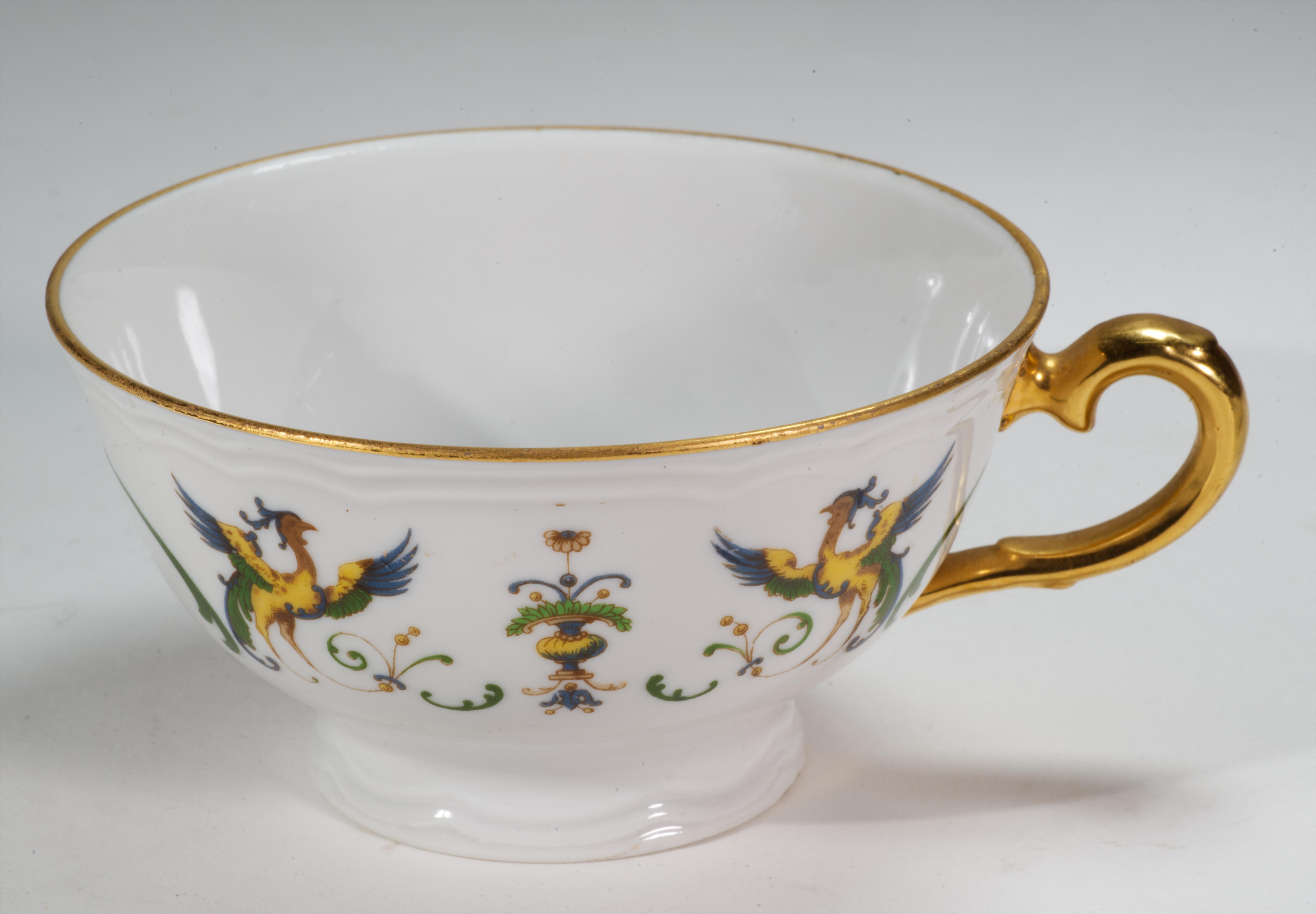 Porcelaine Ensemble de tasses et soucoupes en porcelaine de Ginori, motif Maiolica, Italie, années 1950-1960 en vente