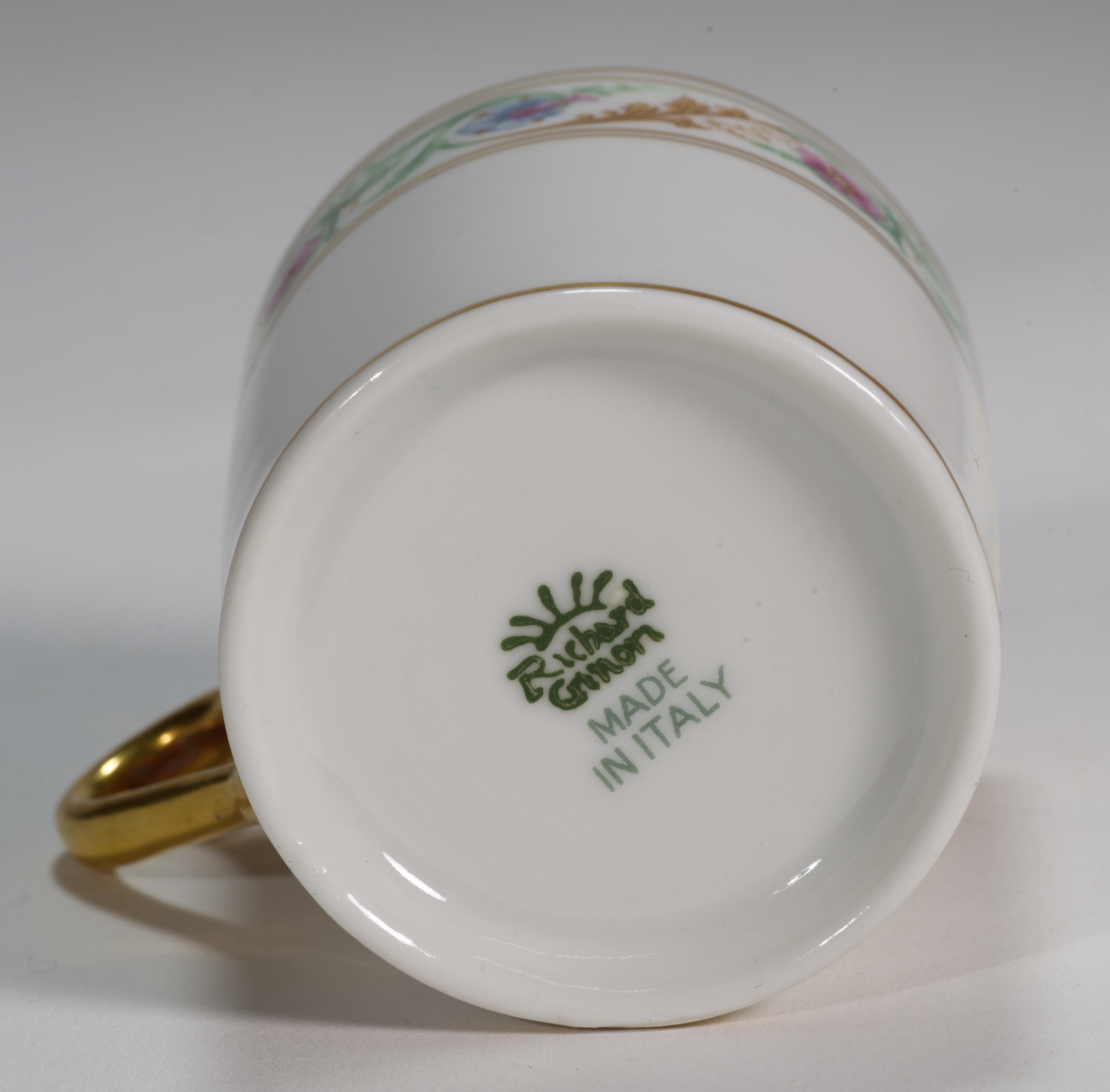 Juego de taza y platillo de café expreso de porcelana Ginori, motivo renacentista, Italia Años 50 en venta 2