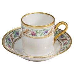 Ginori Porcelain Espresso Cup and Saucer Set, Renaissance Pattern, Italy 1950s