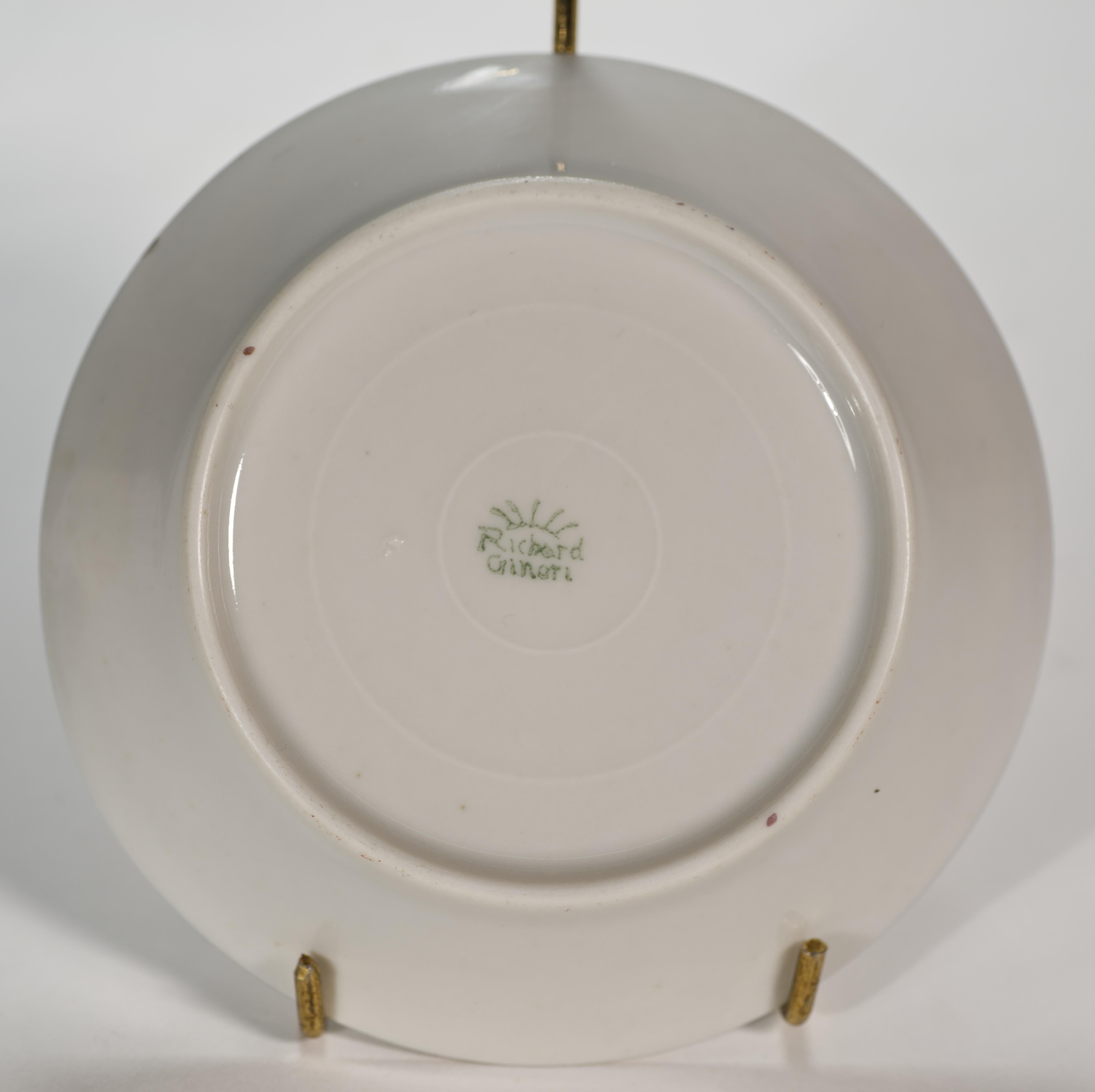 Juego de taza y platillo de café espresso de porcelana Ginori, decoración geométrica, Italia años 50 Italiano en venta
