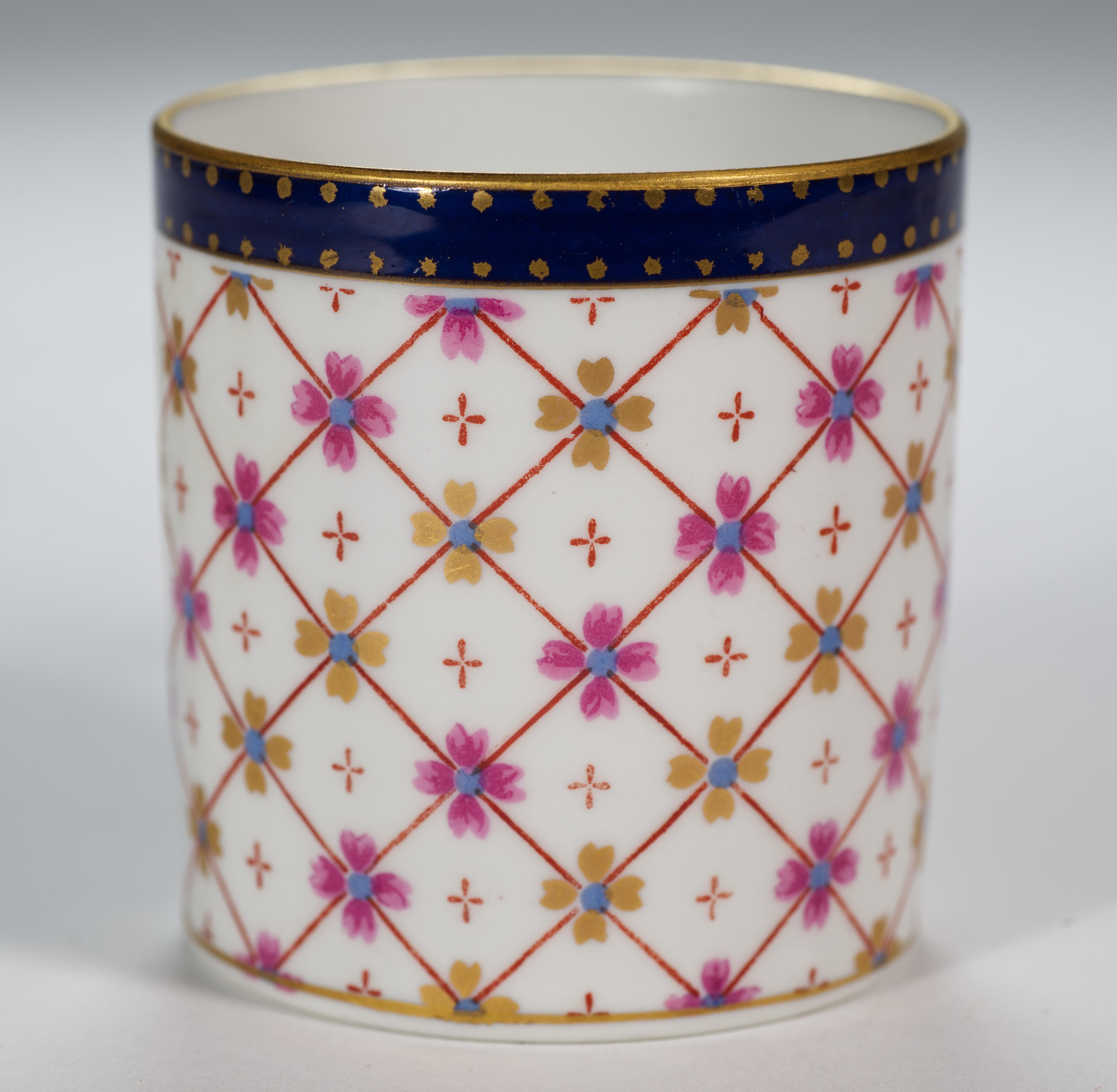 Juego de taza y platillo de café espresso de porcelana Ginori, decoración geométrica, Italia años 50 en venta 1