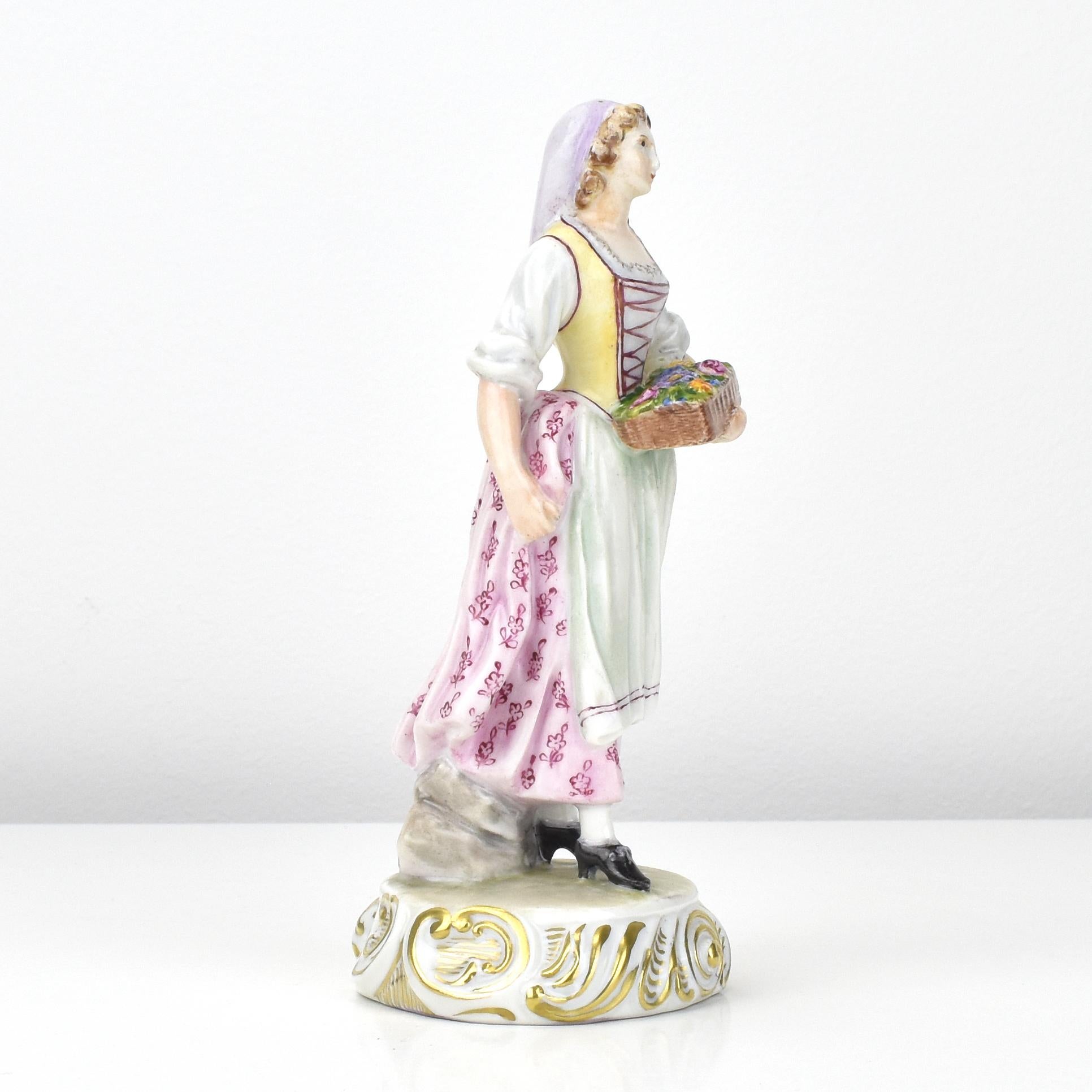 Ginori Porcelain Figurine Trio with Floral Baskets 6